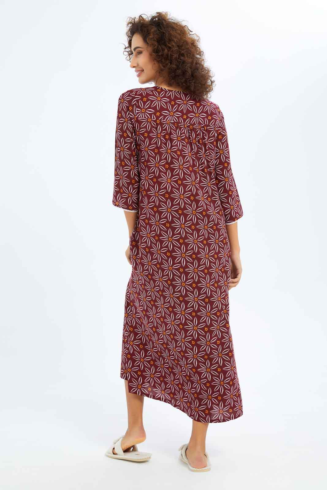 Redtag-Women-Long-Sleeves-Printed-Night-Gown-Category:Nightgowns,-Colour:Assorted,-Deals:New-In,-Dept:Ladieswear,-Filter:Women's-Clothing,-New-In-Women-APL,-Non-Sale,-S23A,-Section:Women,-Women-Nightgowns--