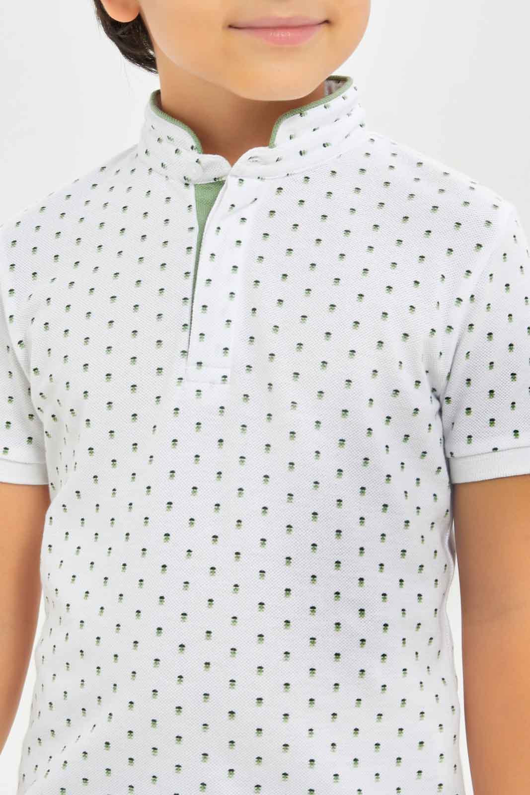 Redtag-Boys-White-Aop-Stand-Up-Collar-Polo-T-Shirt-BOY-Polo-T-Shirts,-Category:Polo-T-Shirts,-Colour:White,-Deals:New-In,-Dept:Boys,-Filter:Boys-(2-to-8-Yrs),-New-In-BOY-APL,-Non-Sale,-S23B,-Section:Boys-(0-to-14Yrs),-TBL-Boys-2 to 8 Years