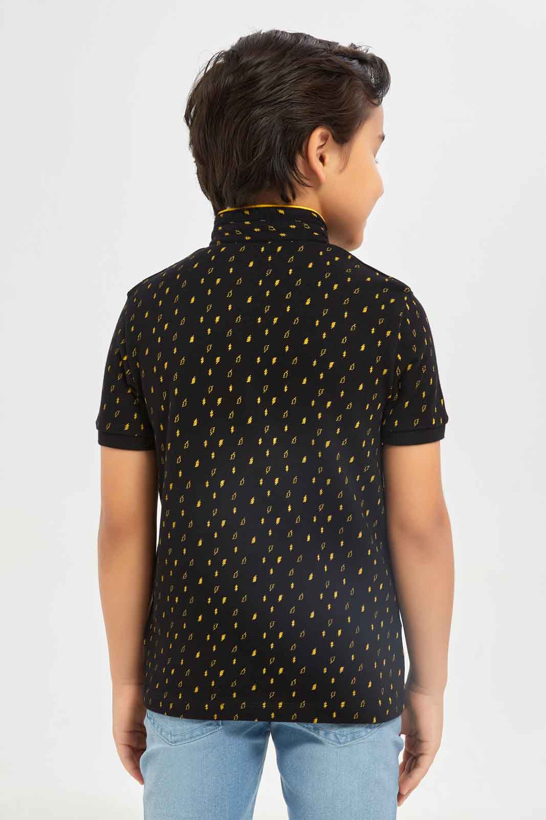 Redtag-Boys-Yellow-Aop-Stand-Up-Collar-Polo-T-Shirt-BOY-Polo-T-Shirts,-Category:Polo-T-Shirts,-Colour:Yellow,-Deals:New-In,-Dept:Boys,-Filter:Boys-(2-to-8-Yrs),-New-In-BOY-APL,-Non-Sale,-S23B,-Section:Boys-(0-to-14Yrs),-TBL-Boys-2 to 8 Years