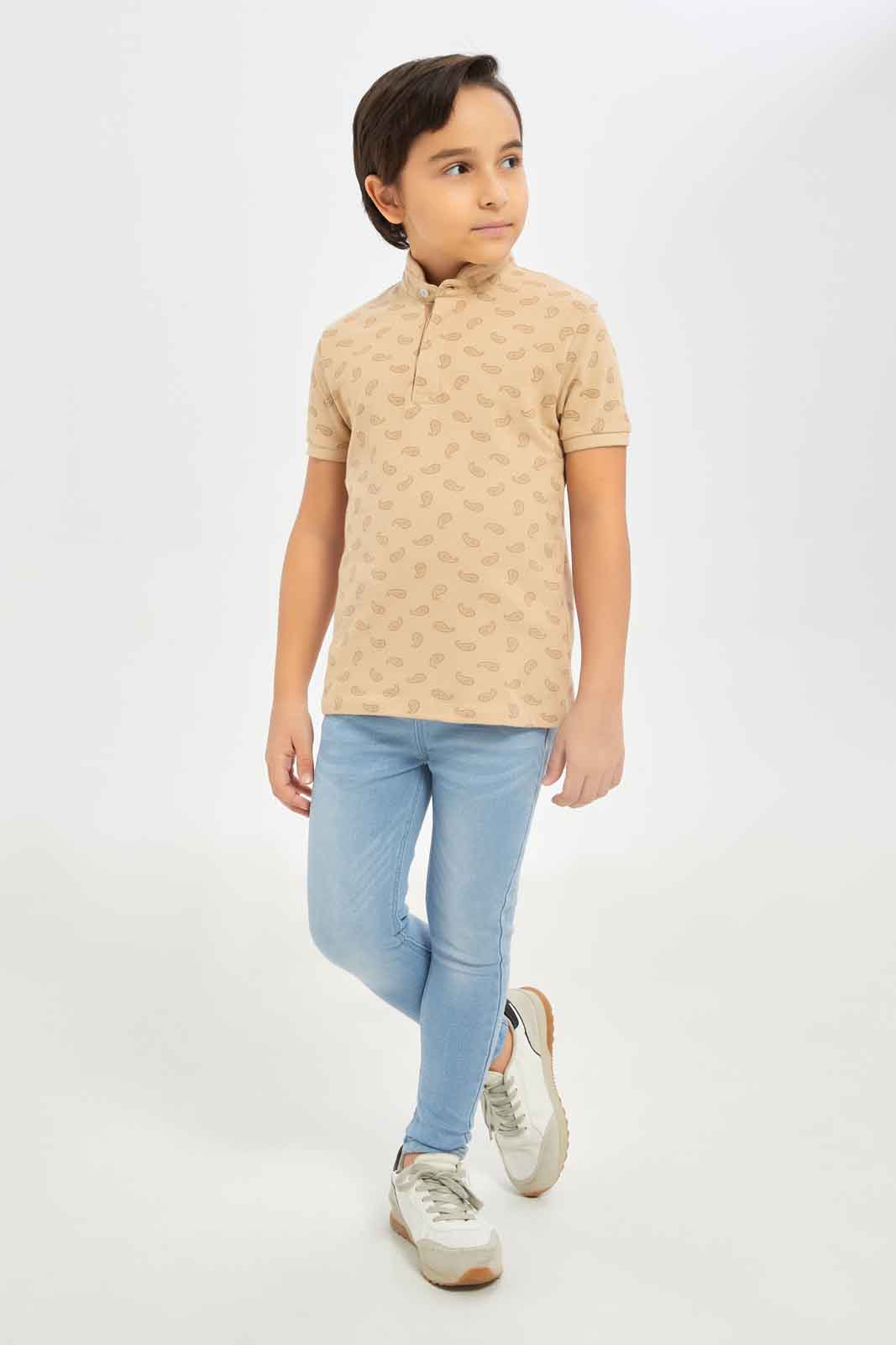 Redtag-Boys-Olive-Aop-Stand-Up-Collar-Polo-T-Shirt-BOY-Polo-T-Shirts,-Category:Polo-T-Shirts,-Colour:Olive,-Deals:New-In,-Dept:Boys,-Filter:Boys-(2-to-8-Yrs),-New-In-BOY-APL,-Non-Sale,-S23B,-Section:Boys-(0-to-14Yrs),-TBL-Boys-2 to 8 Years