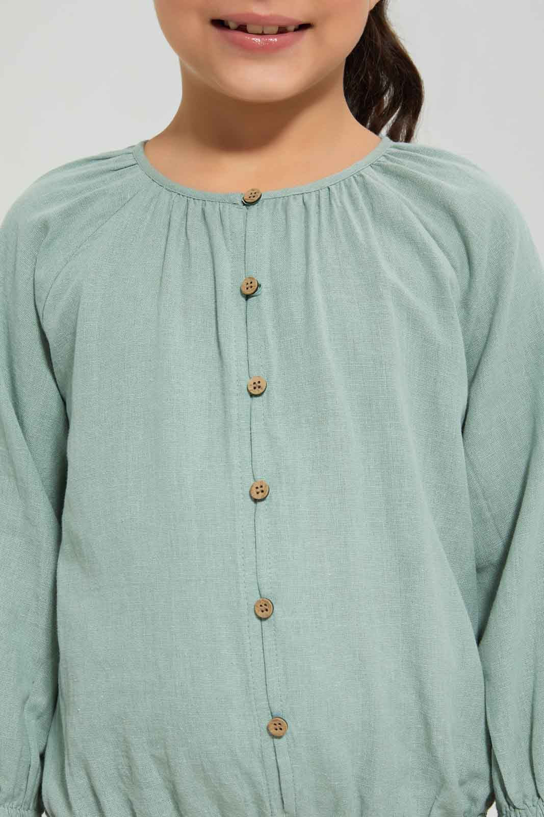 Redtag-Girls-Elasticated-Blouse-Sage-Category:Blouses,-Colour:Olive,-Deals:New-In,-Dept:Girls,-Filter:Girls-(2-to-8-Yrs),-GIR-Blouses,-New-In-GIR-APL,-Non-Sale,-S23A,-Section:Girls-(0-to-14Yrs)-Girls-2 to 8 Years