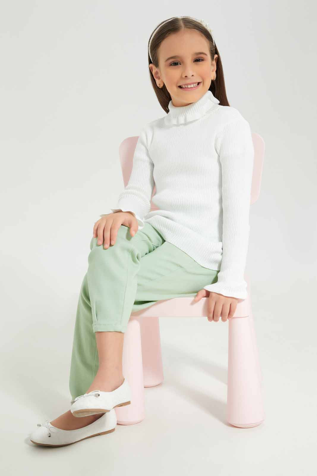 Redtag-Girls-Green-Baggy-Jeans-Category:Jeans,-Colour:Green,-Deals:New-In,-Dept:Girls,-Filter:Girls-(2-to-8-Yrs),-GIR-Jeans,-New-In-GIR-APL,-Non-Sale,-S23A,-Section:Girls-(0-to-14Yrs)-Girls-2 to 8 Years