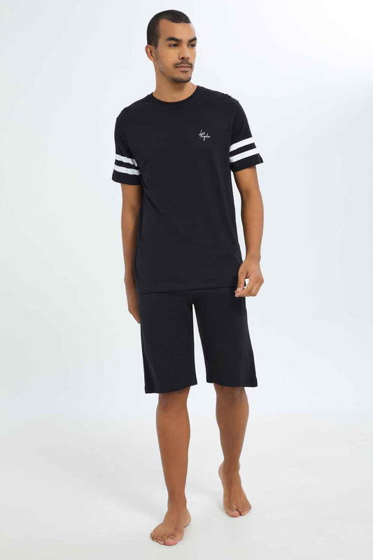 Redtag-Men-Black-Pyjama-Set-Category:Pyjama-Sets,-Colour:Black,-Deals:New-In,-Dept:Menswear,-Filter:Men's-Clothing,-Men-Pyjama-Sets,-New-In-Men-APL,-Non-Sale,-S23B,-Section:Men-Men's-