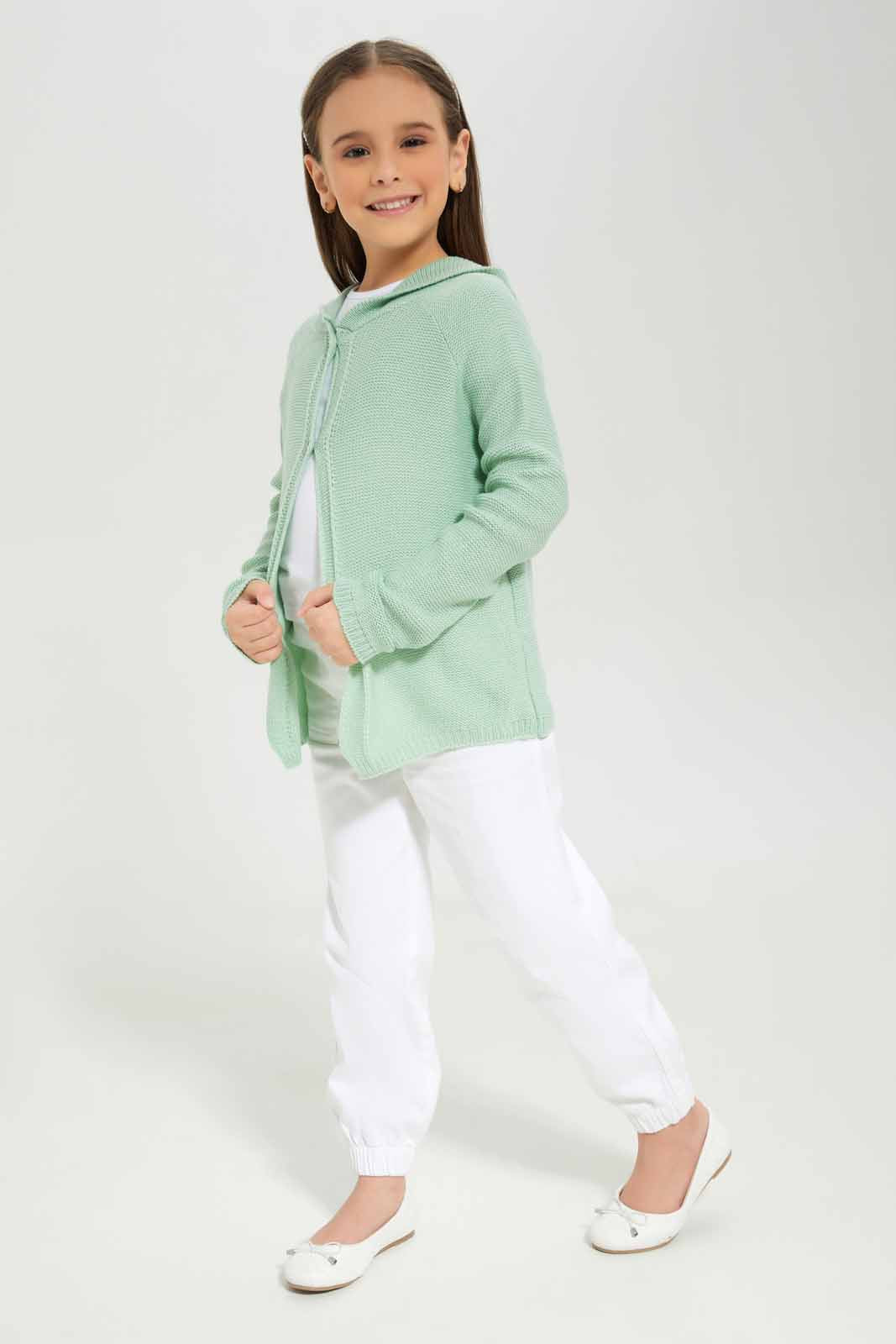 Redtag-Girls-Green-Hooded-Cardigan-Category:Cardigans,-Colour:Green,-Deals:New-In,-Dept:Girls,-Filter:Girls-(2-to-8-Yrs),-GIR-Cardigans,-New-In-GIR-APL,-Non-Sale,-S23A,-Section:Girls-(0-to-14Yrs)-Girls-2 to 8 Years