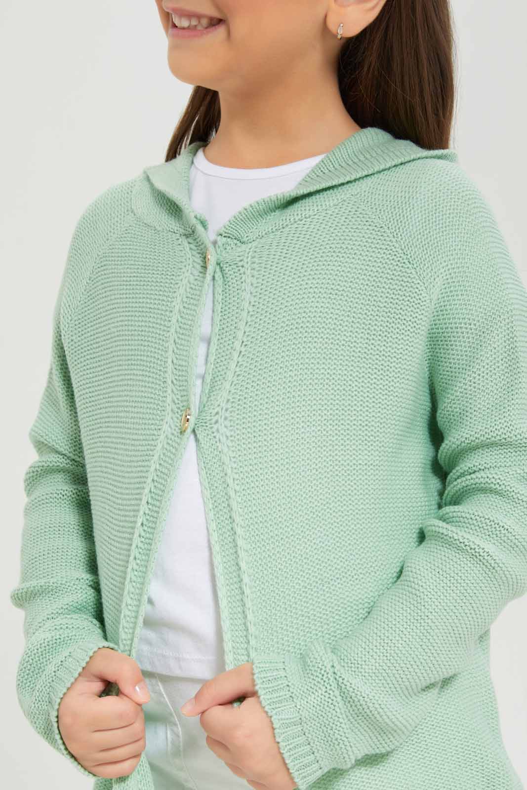 Redtag-Girls-Green-Hooded-Cardigan-Category:Cardigans,-Colour:Green,-Deals:New-In,-Dept:Girls,-Filter:Girls-(2-to-8-Yrs),-GIR-Cardigans,-New-In-GIR-APL,-Non-Sale,-S23A,-Section:Girls-(0-to-14Yrs)-Girls-2 to 8 Years