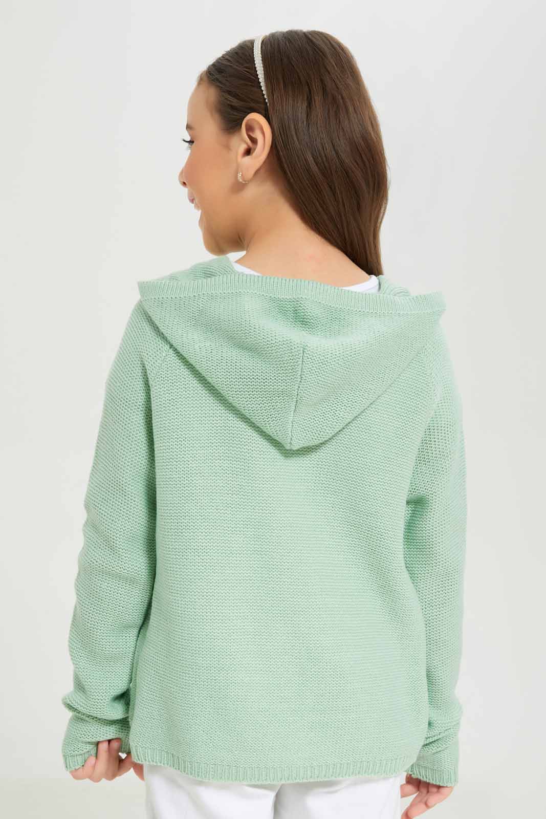 Redtag-Girls-Green-Hooded-Cardigan-Category:Cardigans,-Colour:Green,-Deals:New-In,-Dept:Girls,-Filter:Girls-(2-to-8-Yrs),-GIR-Cardigans,-New-In-GIR-APL,-Non-Sale,-S23A,-Section:Girls-(0-to-14Yrs)-Girls-2 to 8 Years
