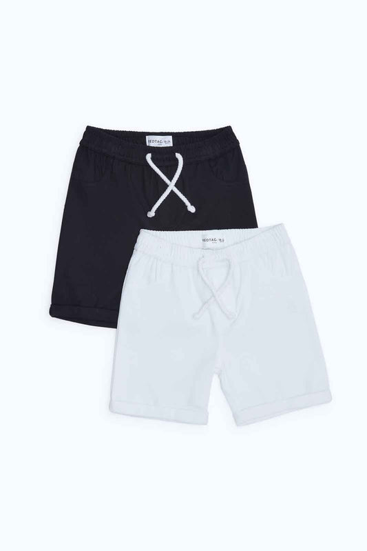 Redtag-Boys-Black/White-2-Pack-Poplin-Short-Category:Shorts,-Colour:Black,-Deals:New-In,-Dept:Boys,-Filter:Infant-Boys-(3-to-24-Mths),-INB-Shorts,-New-In-INB-APL,-Non-Sale,-S23B,-Section:Boys-(0-to-14Yrs)-Infant-Boys-3 to 24 Months