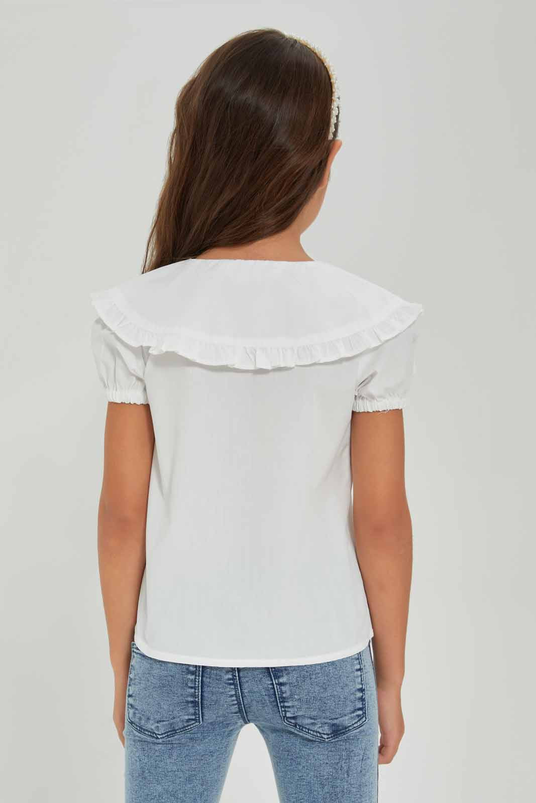 Redtag-Girls-Collared-Blouse---Cream-Category:Blouses,-Colour:White,-Deals:New-In,-Dept:Girls,-Filter:Girls-(2-to-8-Yrs),-GIR-Blouses,-New-In-GIR-APL,-Non-Sale,-S23A,-Section:Girls-(0-to-14Yrs)-Girls-2 to 8 Years