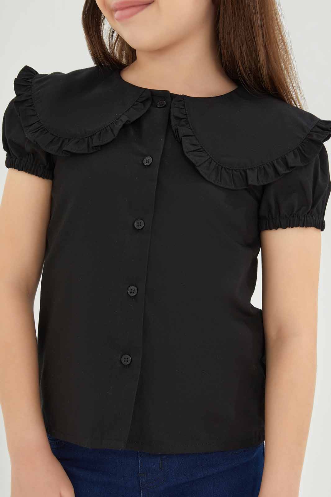 Redtag-Girls-Collared-Blouse---Black-Category:Blouses,-Colour:Black,-Deals:New-In,-Dept:Girls,-Filter:Girls-(2-to-8-Yrs),-GIR-Blouses,-New-In-GIR-APL,-Non-Sale,-S23A,-Section:Girls-(0-to-14Yrs)-Girls-