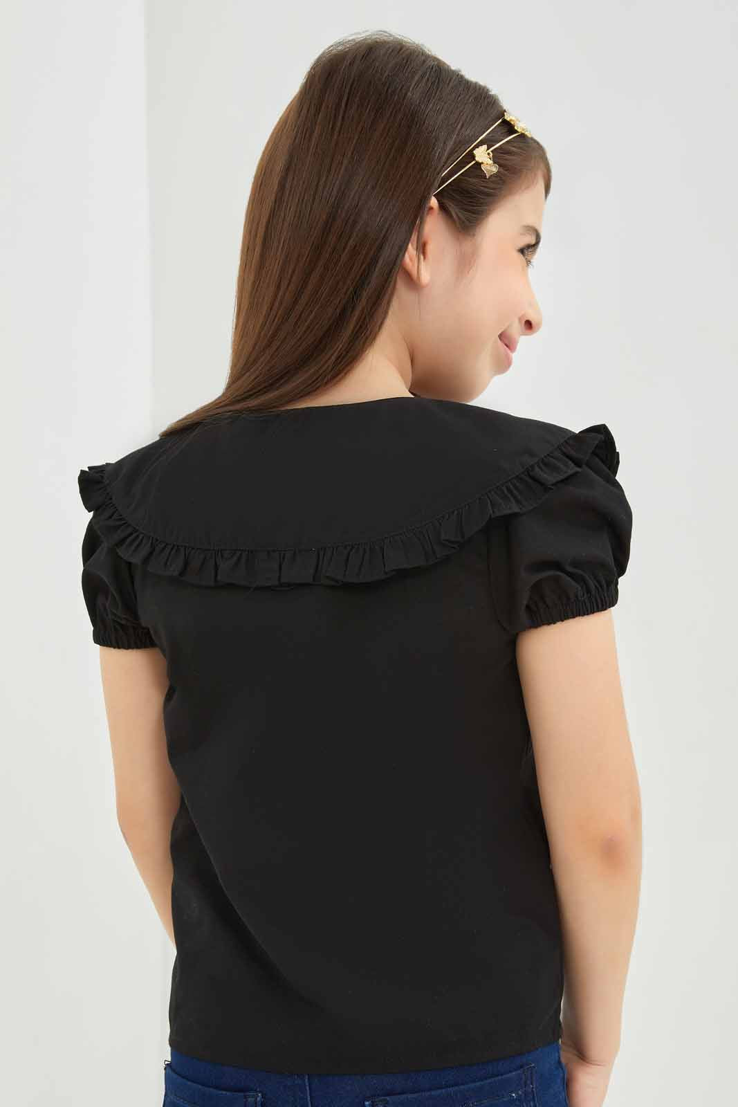 Redtag-Girls-Collared-Blouse---Black-Category:Blouses,-Colour:Black,-Deals:New-In,-Dept:Girls,-Filter:Girls-(2-to-8-Yrs),-GIR-Blouses,-New-In-GIR-APL,-Non-Sale,-S23A,-Section:Girls-(0-to-14Yrs)-Girls-
