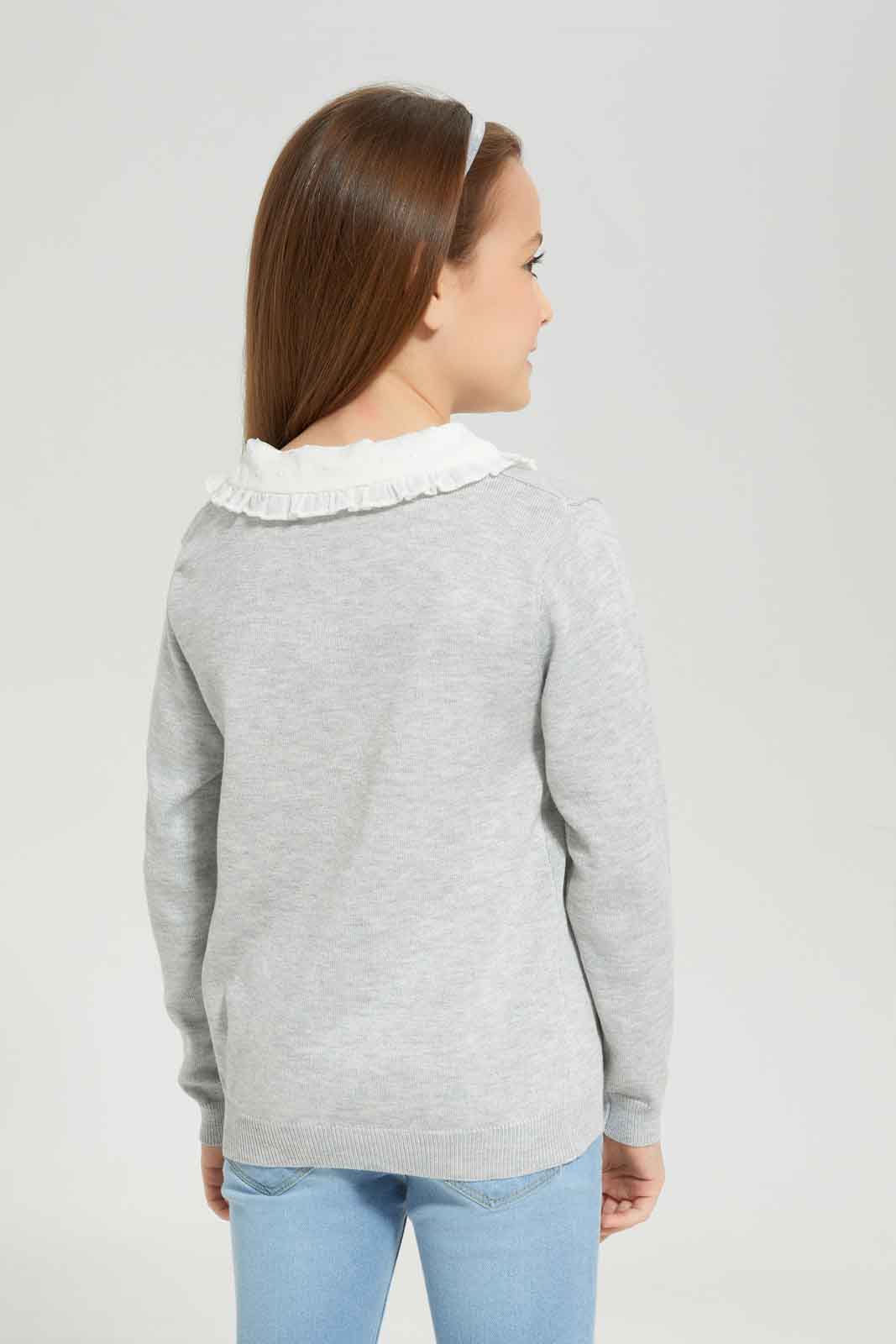 Redtag-Girls-Grey-Cardigan-Category:Cardigans,-Colour:Grey,-Deals:New-In,-Dept:Girls,-Filter:Girls-(2-to-8-Yrs),-GIR-Cardigans,-New-In-GIR-APL,-Non-Sale,-S23A,-Section:Girls-(0-to-14Yrs)-Girls-2 to 8 Years
