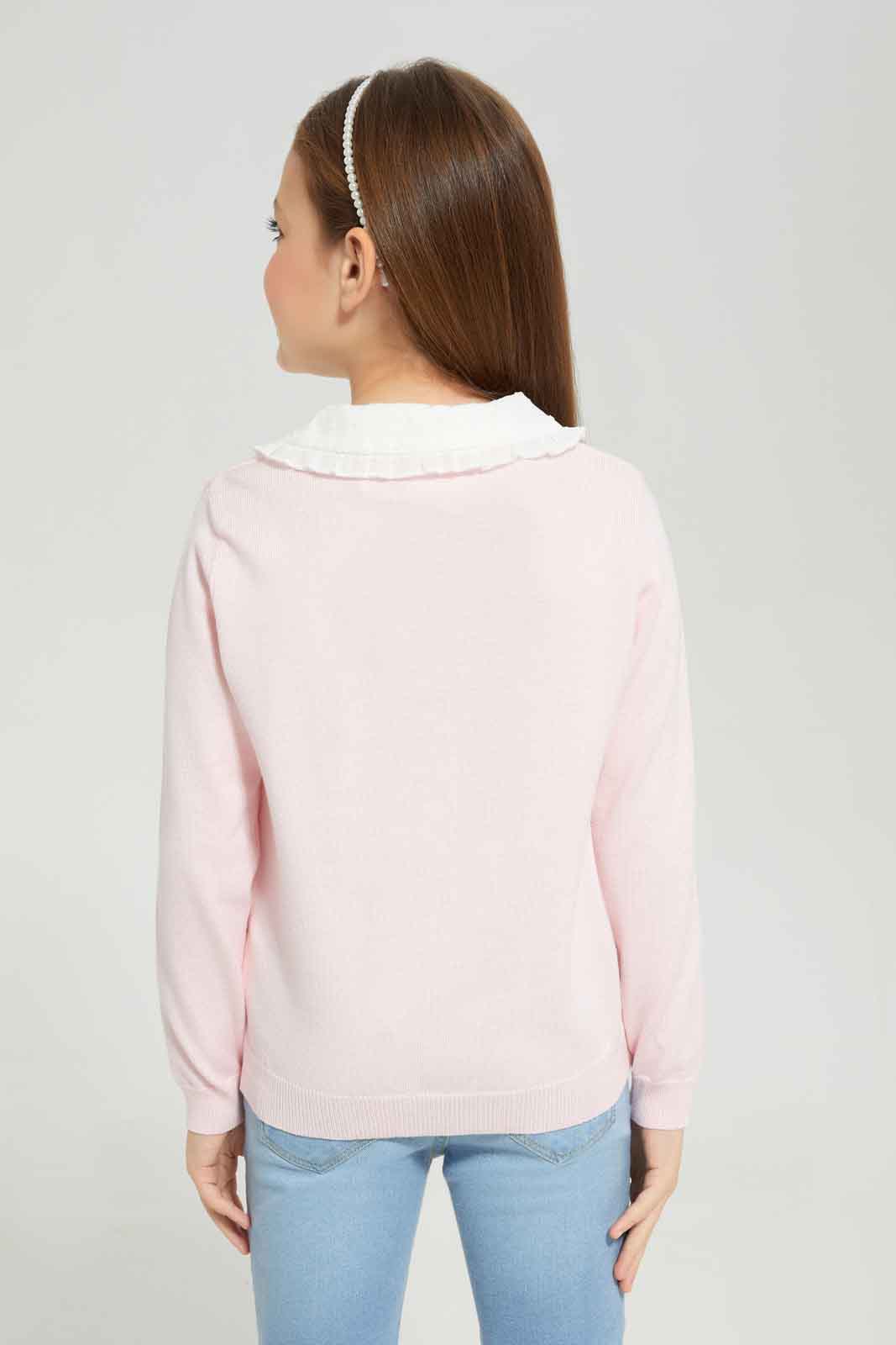 Redtag-Girls-Peach-Cardigan-Category:Cardigans,-Colour:Apricot,-Deals:New-In,-Dept:Girls,-Filter:Girls-(2-to-8-Yrs),-GIR-Cardigans,-New-In-GIR-APL,-Non-Sale,-S23A,-Section:Girls-(0-to-14Yrs)-Girls-2 to 8 Years