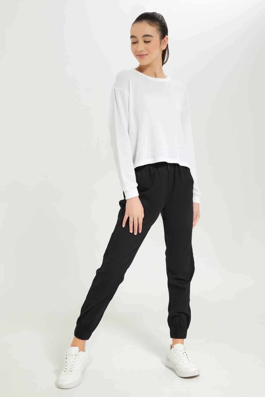 Redtag-Girls-Black-Poplin-Pants-Category:Trousers,-Colour:Black,-Deals:New-In,-Dept:Girls,-Filter:Senior-Girls-(8-to-14-Yrs),-GSR-Trousers,-New-In-GSR-APL,-Non-Sale,-S23B,-Section:Girls-(0-to-14Yrs),-TBL-Senior-Girls-9 to 14 Years
