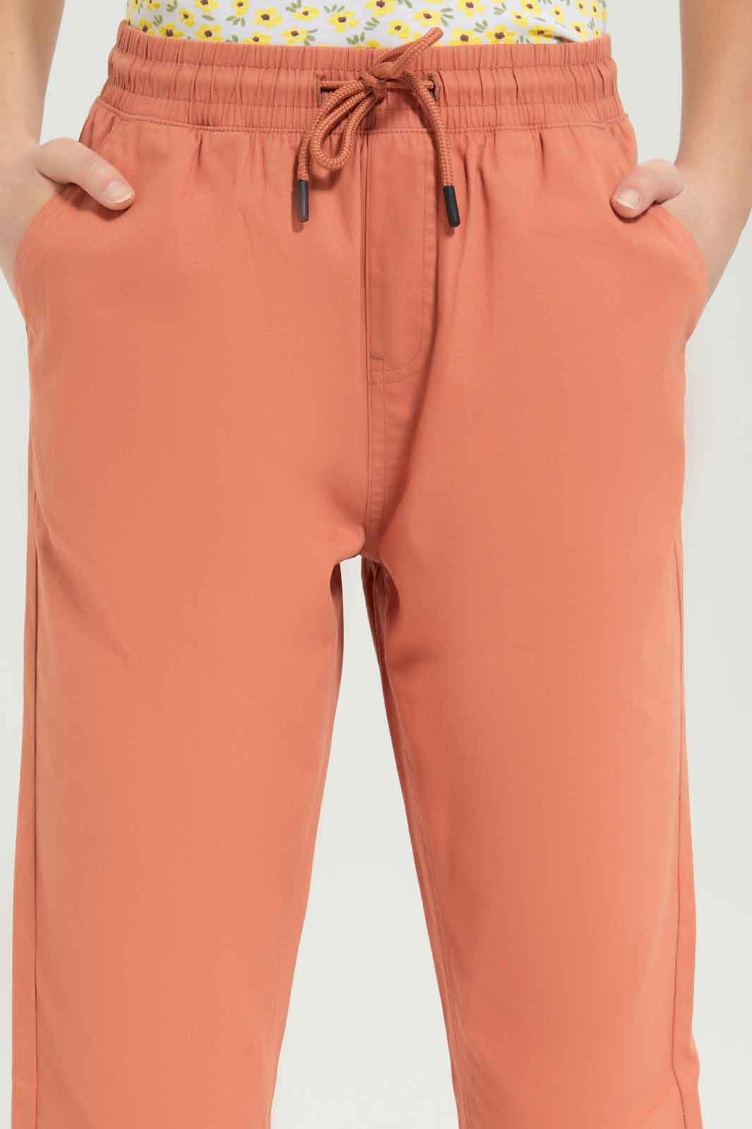 Redtag-Girls-Rust-Poplin-Pants-Category:Trousers,-Colour:Orange,-Deals:New-In,-Dept:Girls,-Filter:Senior-Girls-(8-to-14-Yrs),-GSR-Trousers,-New-In-GSR-APL,-Non-Sale,-S23B,-Section:Girls-(0-to-14Yrs),-TBL-Senior-Girls-9 to 14 Years
