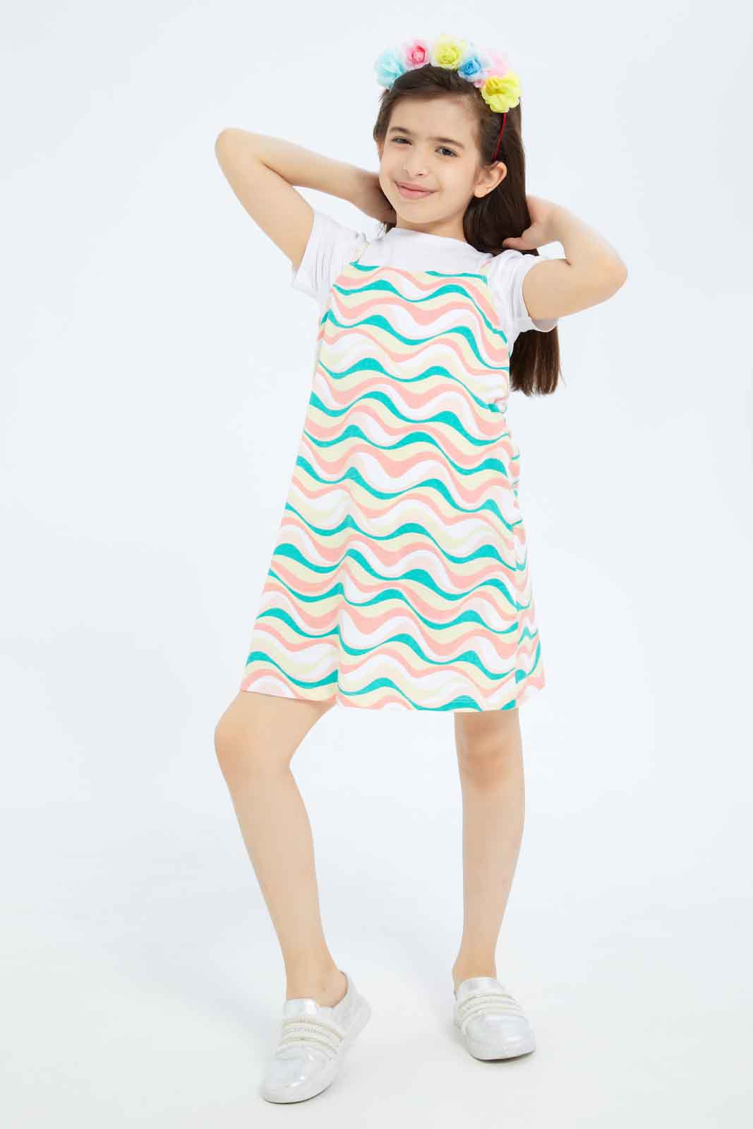 Redtag-Girls-Two-Piece-Slip-Dress---Stipe-Category:Dresses,-Colour:Orange,-Deals:New-In,-Dept:Girls,-Filter:Girls-(2-to-8-Yrs),-GIR-Dresses,-New-In-GIR-APL,-Non-Sale,-S23B,-Section:Girls-(0-to-14Yrs)-Girls-2 to 8 Years