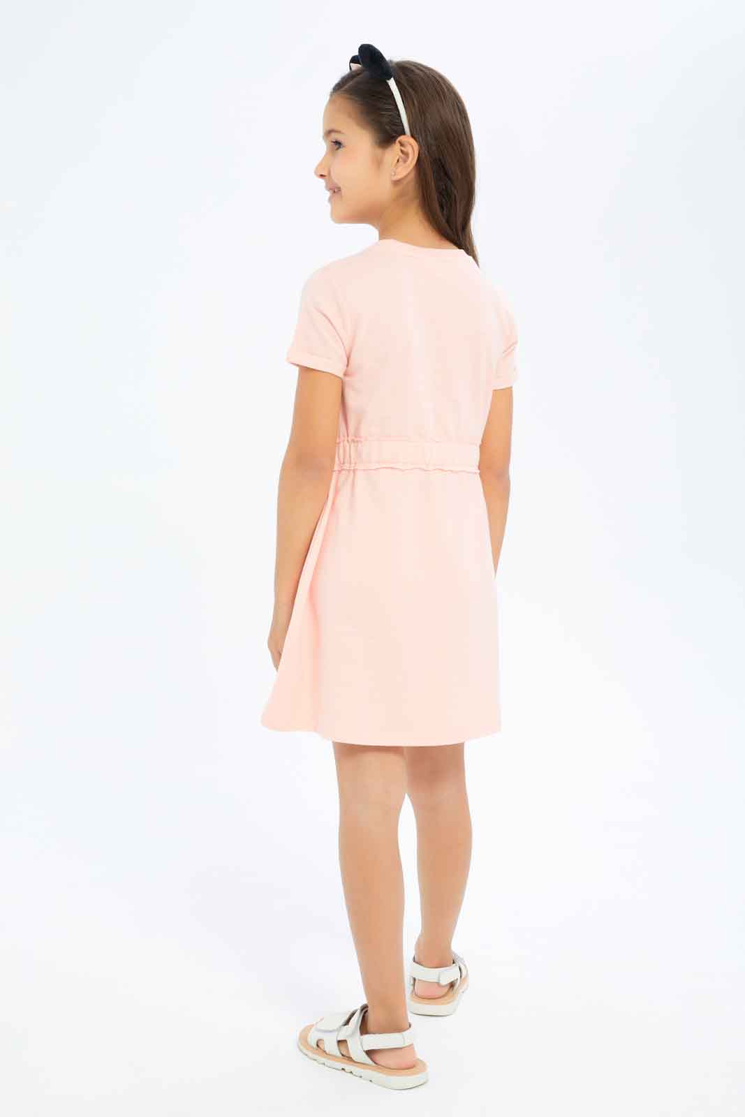 Redtag-Girls-Ss-Active-Dress---Yello-Joyful-Category:Dresses,-Colour:Orange,-Deals:New-In,-Dept:Girls,-Filter:Girls-(2-to-8-Yrs),-GIR-Dresses,-New-In-GIR-APL,-Non-Sale,-S23B,-Section:Girls-(0-to-14Yrs)-Girls-2 to 8 Years
