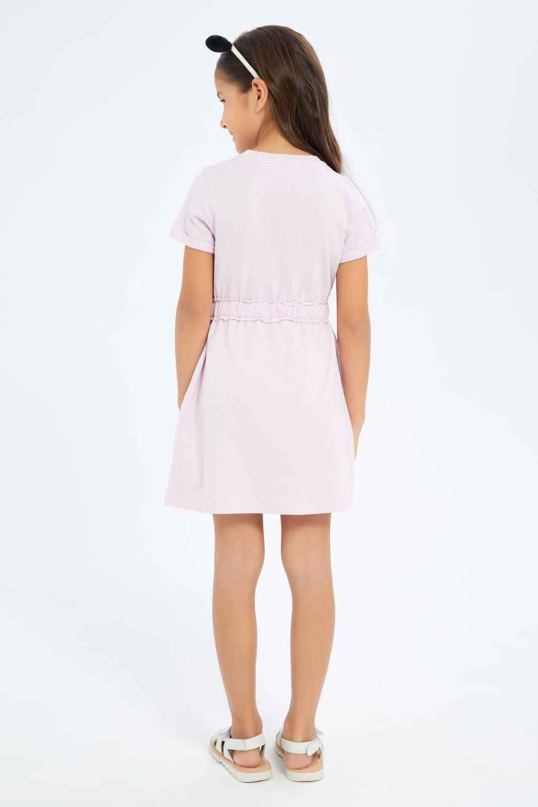 Redtag-Girls-Ss-Active-Dress---Light-Pink-Butterfly-Category:Dresses,-Colour:Apricot,-Deals:New-In,-Dept:Girls,-Filter:Girls-(2-to-8-Yrs),-GIR-Dresses,-New-In-GIR-APL,-Non-Sale,-S23B,-Section:Girls-(0-to-14Yrs)-Girls-2 to 8 Years