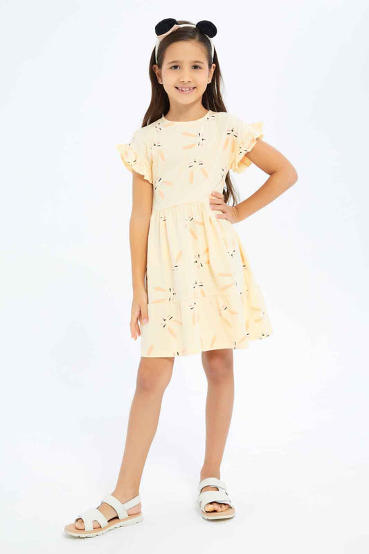 Redtag-Girls-1-Up-Kint-Dress-Ss---Aop-Bunny-Category:Dresses,-Colour:Cream,-Deals:New-In,-Dept:Girls,-Filter:Girls-(2-to-8-Yrs),-GIR-Dresses,-New-In-GIR-APL,-Non-Sale,-S23B,-Section:Girls-(0-to-14Yrs)-Girls-2 to 8 Years