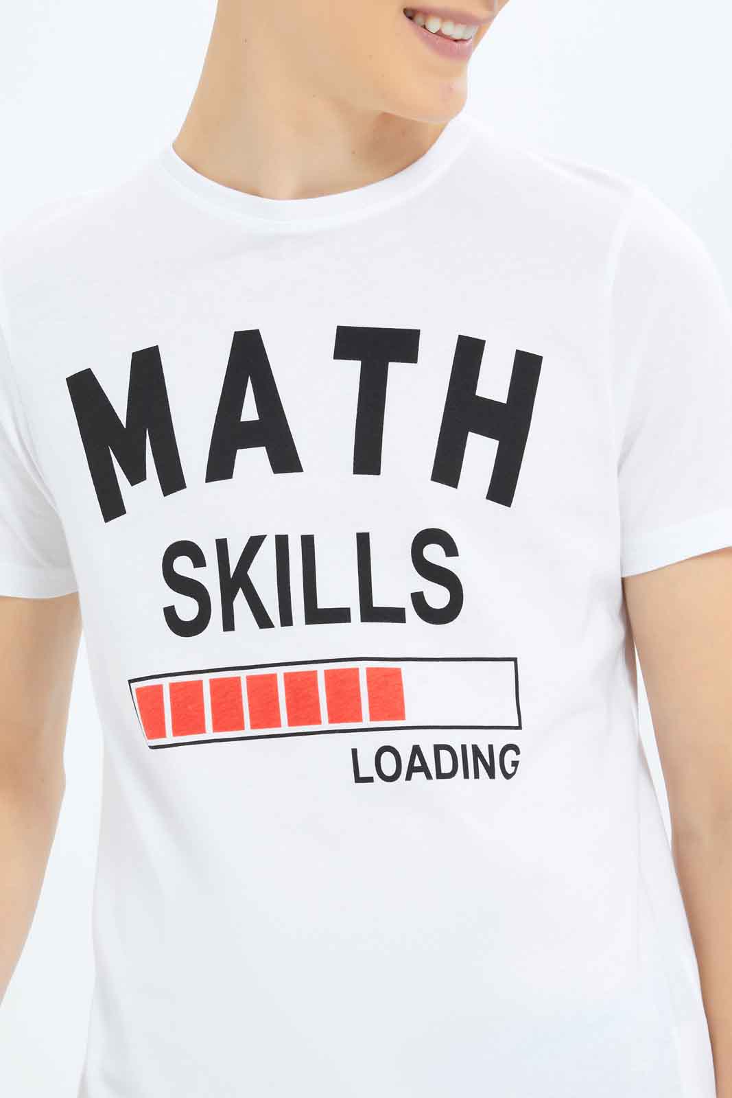 Redtag-Boys-White-Math-Skills-Loading-Graphic-Tee-BSR-T-Shirts,-Category:T-Shirts,-Colour:White,-Deals:New-In,-Dept:Boys,-Filter:Senior-Boys-(8-to-14-Yrs),-New-In-BSR-APL,-Non-Sale,-S23B,-Section:Boys-(0-to-14Yrs),-TBL-Senior-Boys-9 to 14 Years
