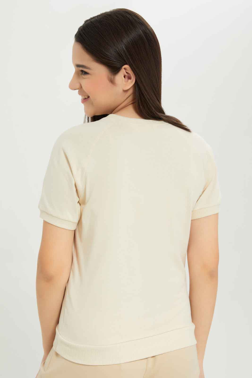 Redtag-Girls-Beige-Raglan-Sleeve-Top-Category:T-Shirts,-Colour:Beige,-Deals:New-In,-Dept:Girls,-Filter:Senior-Girls-(8-to-14-Yrs),-GSR-T-Shirts,-New-In-GSR-APL,-Non-Sale,-S23B,-Section:Girls-(0-to-14Yrs),-TBL-Senior-Girls-9 to 14 Years