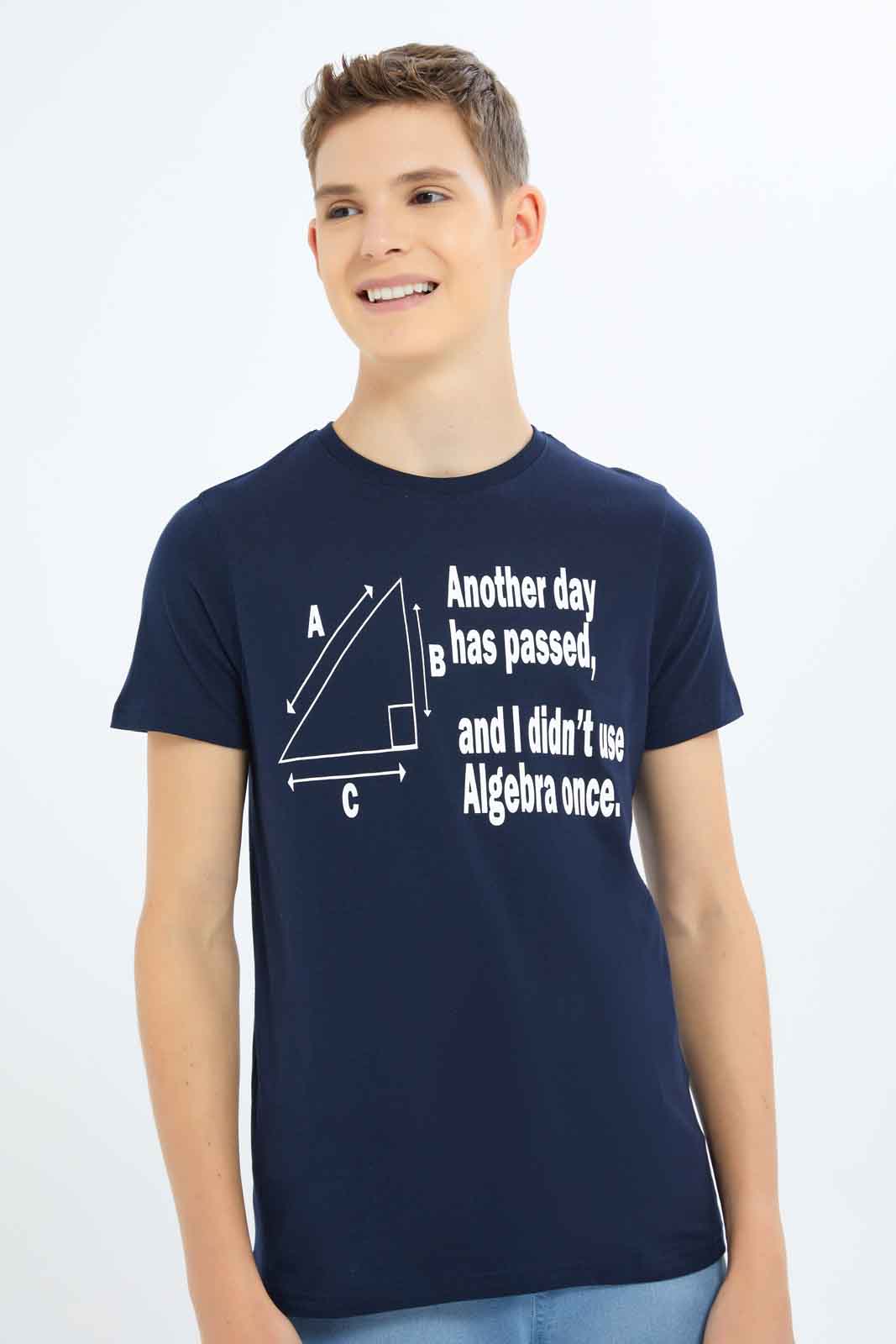 Redtag-Boys-Navy-Another-Day-Passed-Graphic-Tee-BSR-T-Shirts,-Category:T-Shirts,-Colour:Navy,-Deals:New-In,-Dept:Boys,-Filter:Senior-Boys-(8-to-14-Yrs),-New-In-BSR-APL,-Non-Sale,-S23B,-Section:Boys-(0-to-14Yrs),-TBL-Senior-Boys-9 to 14 Years