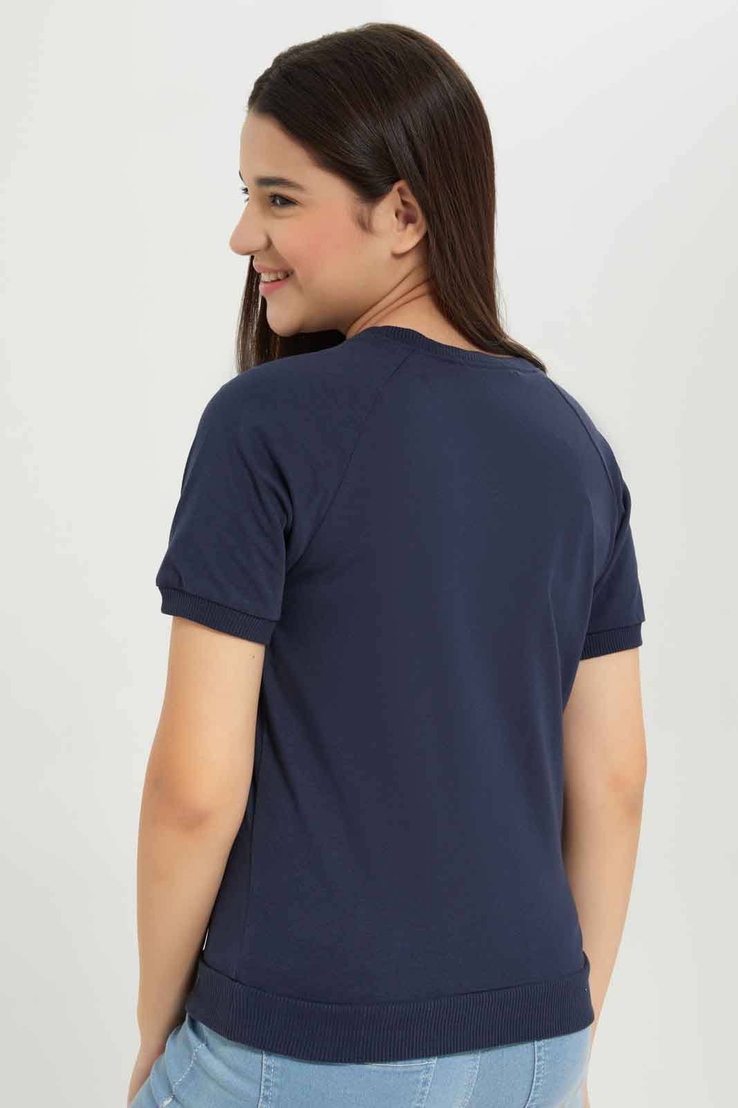 Redtag-Girls-Black-Raglan-Sleeve-Top-Category:T-Shirts,-Colour:Black,-Deals:New-In,-Dept:Girls,-Filter:Senior-Girls-(8-to-14-Yrs),-GSR-T-Shirts,-New-In-GSR-APL,-Non-Sale,-S23B,-Section:Girls-(0-to-14Yrs),-TBL-Senior-Girls-9 to 14 Years