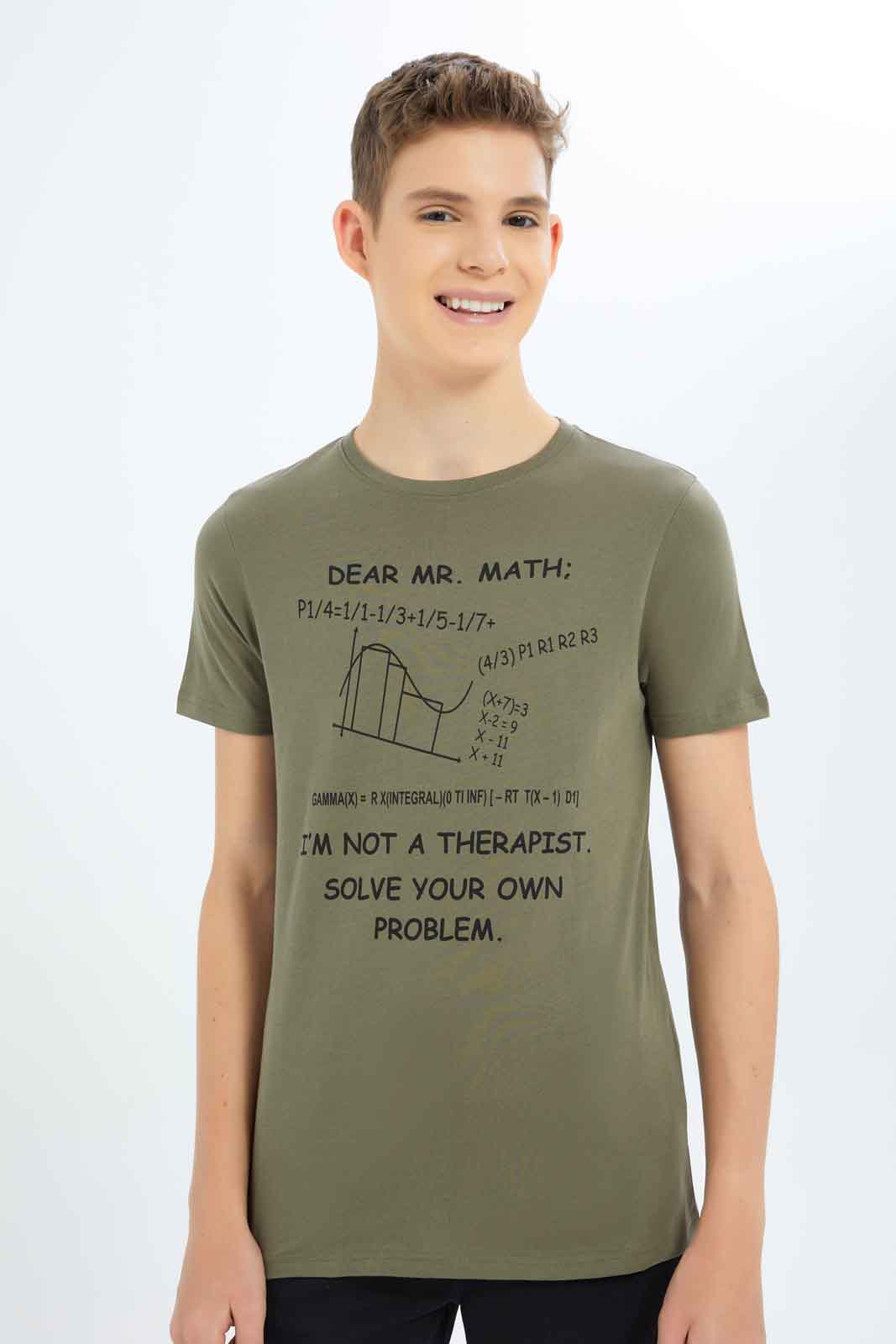 Redtag-Boys-Olive-I-M-Not-A-Therapist-Graphic-Tee-BSR-T-Shirts,-Category:T-Shirts,-Colour:Green,-Deals:New-In,-Dept:Boys,-Filter:Senior-Boys-(8-to-14-Yrs),-New-In-BSR-APL,-Non-Sale,-S23B,-Section:Boys-(0-to-14Yrs),-TBL-Senior-Boys-9 to 14 Years