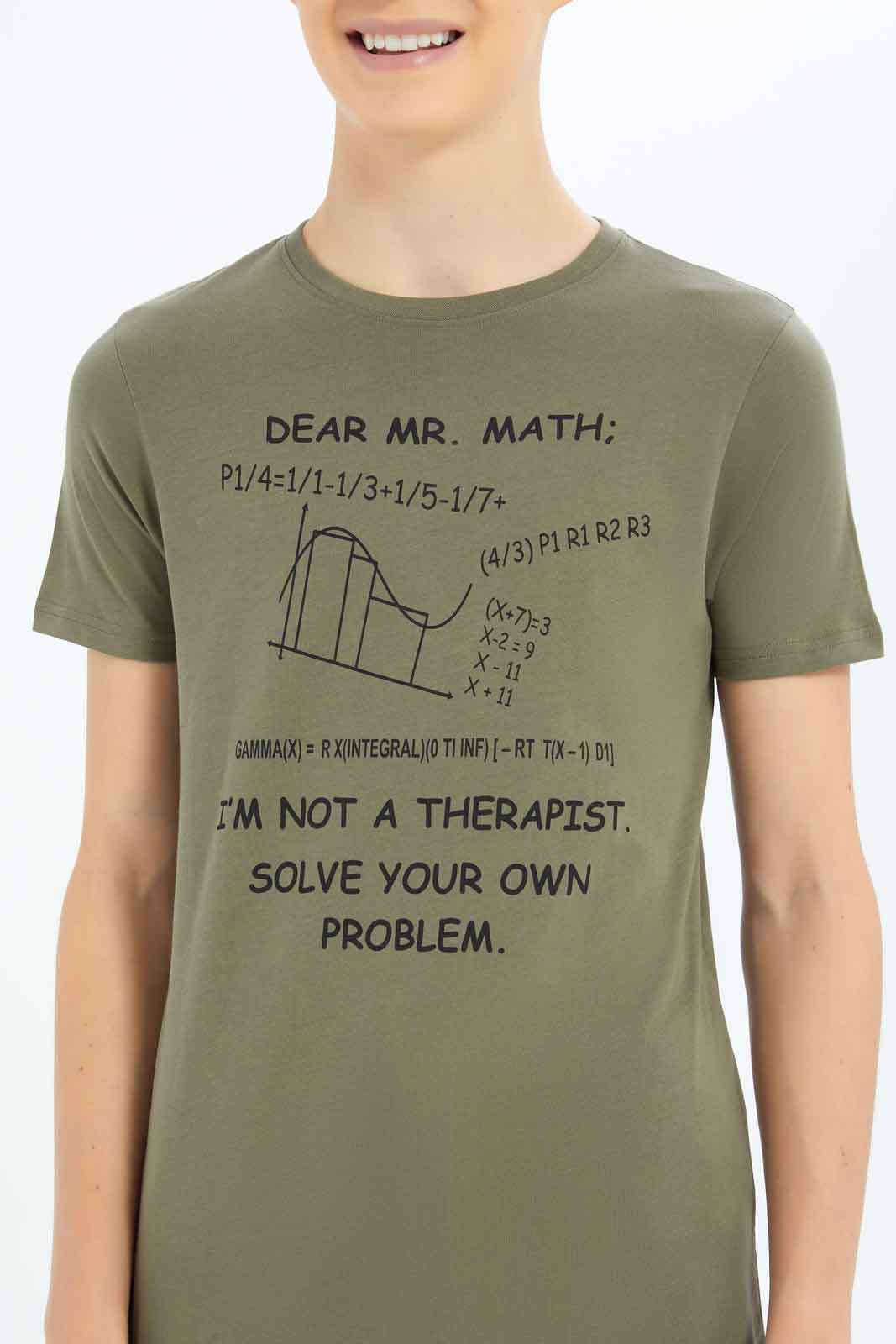 Redtag-Boys-Olive-I-M-Not-A-Therapist-Graphic-Tee-BSR-T-Shirts,-Category:T-Shirts,-Colour:Green,-Deals:New-In,-Dept:Boys,-Filter:Senior-Boys-(8-to-14-Yrs),-New-In-BSR-APL,-Non-Sale,-S23B,-Section:Boys-(0-to-14Yrs),-TBL-Senior-Boys-9 to 14 Years