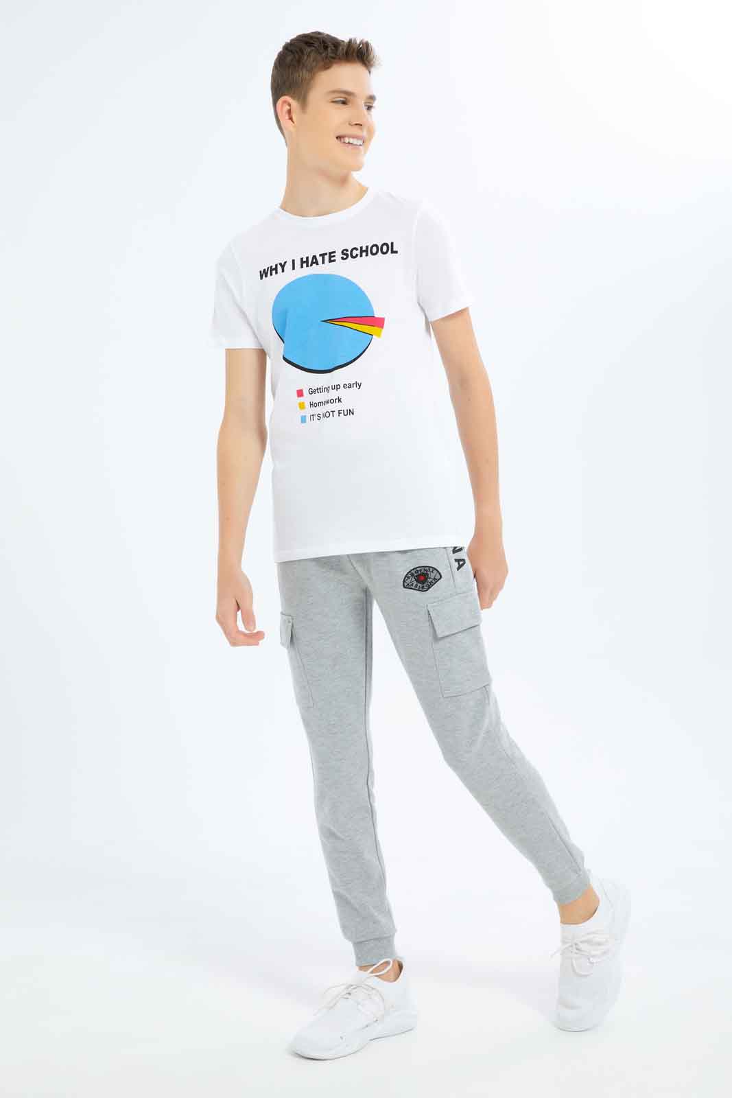 Redtag-Boys-White-Why-I-Hate-School-Graphic-Tee-BSR-T-Shirts,-Category:T-Shirts,-Colour:White,-Deals:New-In,-Dept:Boys,-Filter:Senior-Boys-(8-to-14-Yrs),-New-In-BSR-APL,-Non-Sale,-S23B,-Section:Boys-(0-to-14Yrs),-TBL-Senior-Boys-9 to 14 Years
