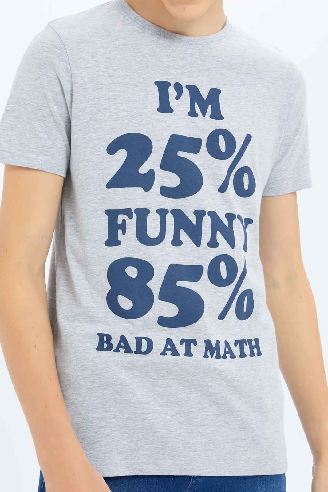 Redtag-Boys-Grey-85%-Bad-At-Math-Graphic-Tee-BSR-T-Shirts,-Category:T-Shirts,-Colour:Grey,-Deals:New-In,-Dept:Boys,-Filter:Senior-Boys-(8-to-14-Yrs),-New-In-BSR-APL,-Non-Sale,-S23B,-Section:Boys-(0-to-14Yrs),-TBL-Senior-Boys-9 to 14 Years
