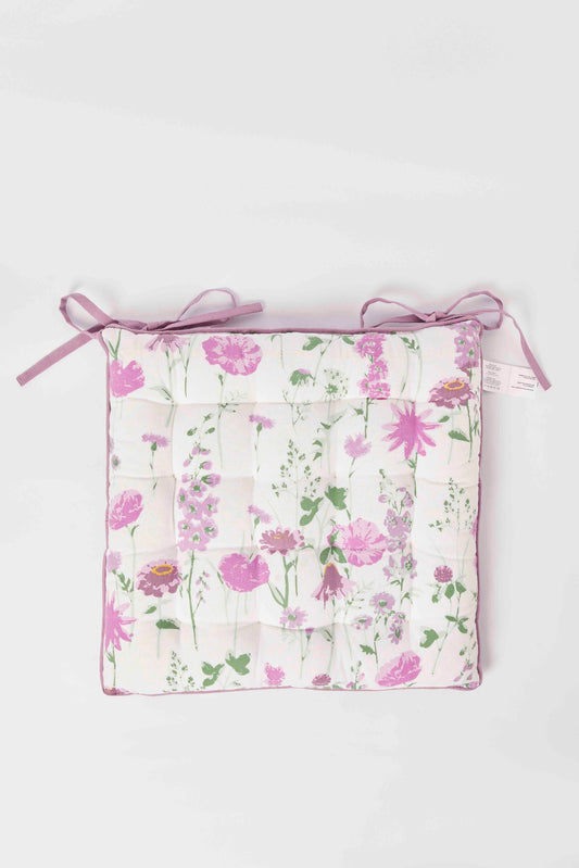 Redtag-Purple-Floral-Print-Chairpad-Category:Cushions,-Colour:Purple,-Deals:New-In,-Dept:Home,-Filter:Home-Bedroom,-HMW-BED-Cushions,-New-In-HMW-BED,-Non-Sale,-S23A,-Section:Homewares-Home-Bedroom-
