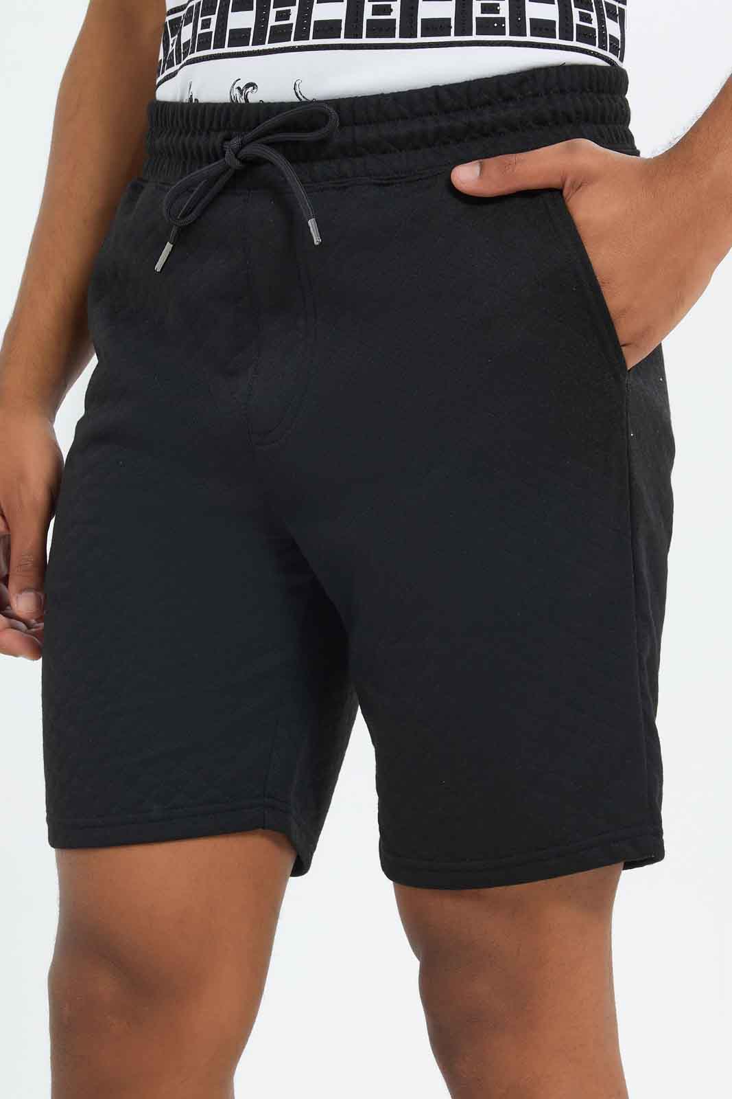 Redtag-Men-Black-Diamond-Quilted-Shorts-Category:Shorts,-Colour:Black,-Deals:New-In,-Dept:Menswear,-Filter:Men's-Clothing,-Men-Shorts,-New-In-Men-APL,-Non-Sale,-S23B,-Section:Men-Men's-