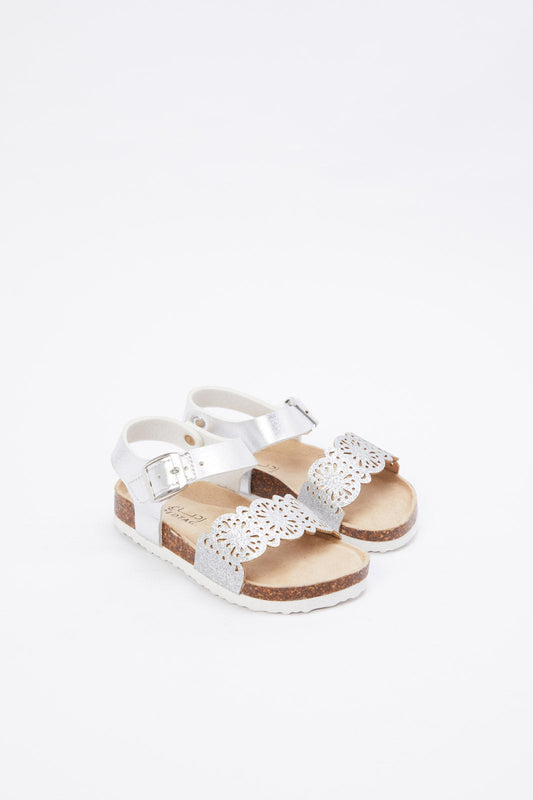 Redtag-Silver-Laser-Cut-Cork-Sandal-Category:Shoes,-Colour:Silver,-Deals:New-In,-Filter:Girls-Footwear-(1-to-3-Yrs),-H1:FOO,-H2:ING,-H3:SHO,-H4:CAH,-ING-Shoes,-New-In-ING-FOO,-Non-Sale,-Promo:,-RMD,-S23B,-Season:S23B,-Section:Girls-(0-to-14Yrs)-Infant-Girls-1 to 3 Years