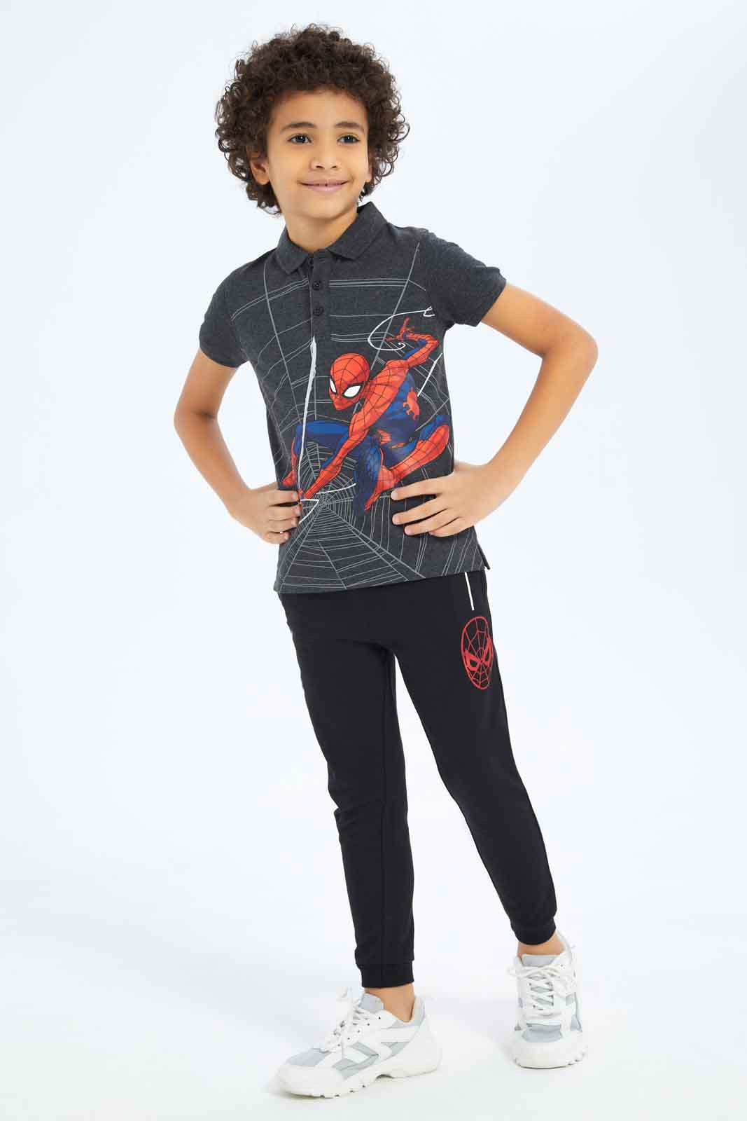 Redtag-Boys-Black-Spiderman-Polo-Shirt-BOY-Polo-T-Shirts,-Category:Polo-T-Shirts,-CHA,-Colour:Black,-Deals:New-In,-Dept:Boys,-Filter:Boys-(2-to-8-Yrs),-New-In-BOY-APL,-Non-Sale,-S23B,-Section:Boys-(0-to-14Yrs),-TBL-Boys-2 to 8 Years
