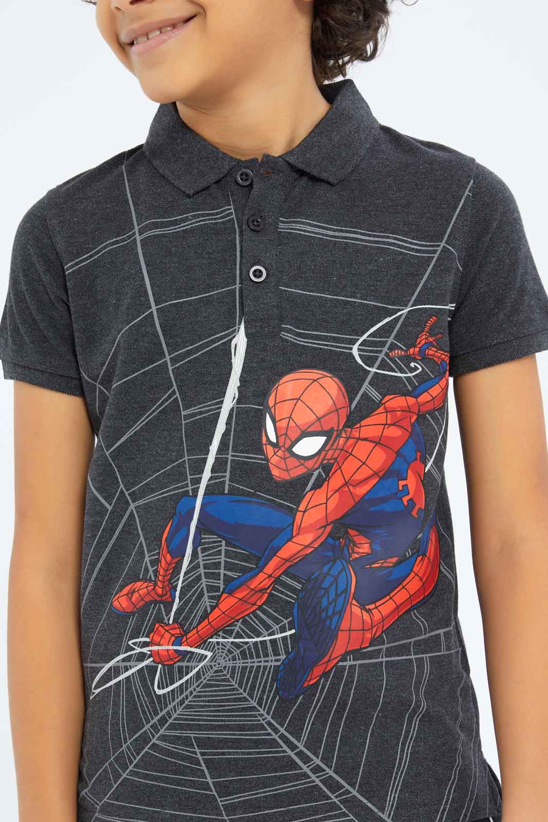 Redtag-Boys-Black-Spiderman-Polo-Shirt-BOY-Polo-T-Shirts,-Category:Polo-T-Shirts,-CHA,-Colour:Black,-Deals:New-In,-Dept:Boys,-Filter:Boys-(2-to-8-Yrs),-New-In-BOY-APL,-Non-Sale,-S23B,-Section:Boys-(0-to-14Yrs),-TBL-Boys-2 to 8 Years