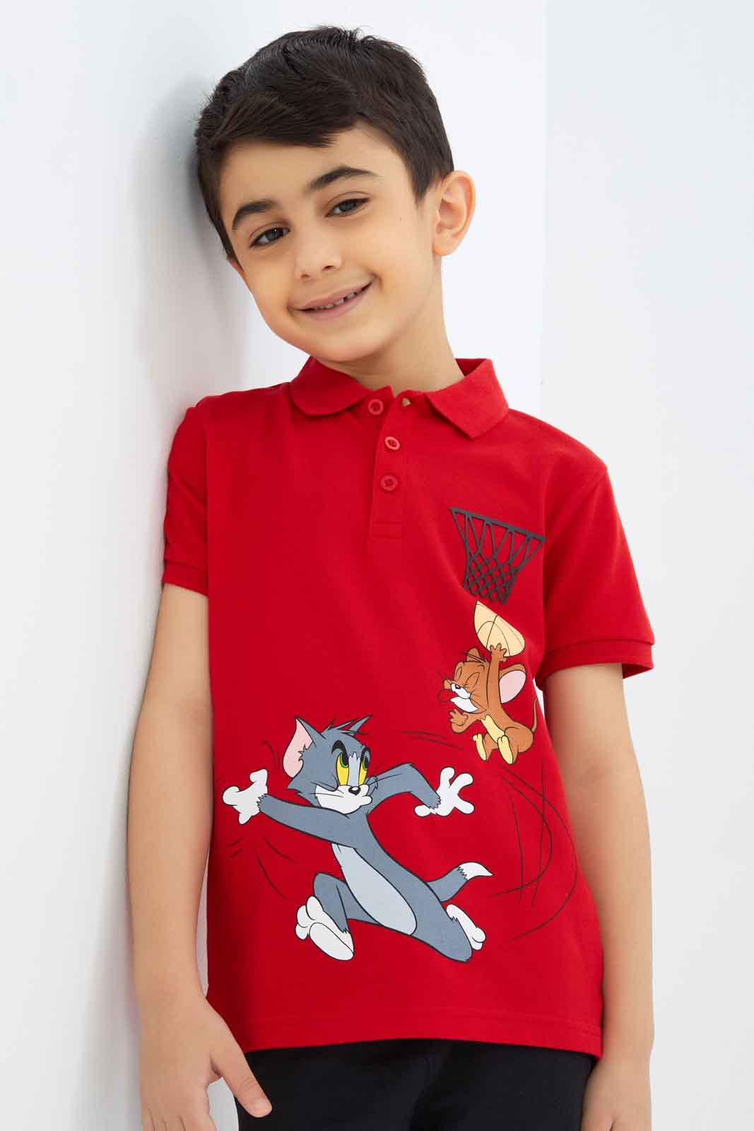 Redtag-Boys-Red-Tom-And-Jerry-Polo-Shirt-BOY-Polo-T-Shirts,-Category:Polo-T-Shirts,-CHA,-Colour:Red,-Deals:New-In,-Dept:Boys,-Filter:Boys-(2-to-8-Yrs),-New-In-BOY-APL,-Non-Sale,-S23B,-Section:Boys-(0-to-14Yrs),-TBL-Boys-2 to 8 Years