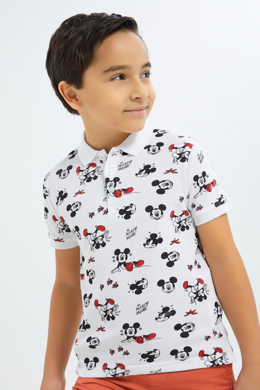 Redtag-Boys-White-Micky-Mouse-Polo-Shirt-BOY-Polo-T-Shirts,-Category:Polo-T-Shirts,-CHA,-Colour:White,-Deals:New-In,-Dept:Boys,-Filter:Boys-(2-to-8-Yrs),-New-In-BOY-APL,-Non-Sale,-S23B,-Section:Boys-(0-to-14Yrs),-TBL-Boys-2 to 8 Years