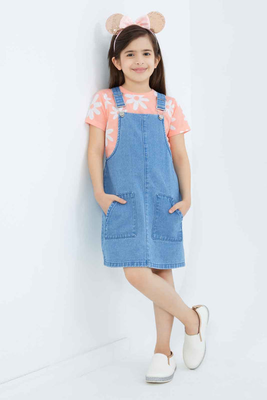 Redtag-Girls-Ls-Tee-And-Slip-Dress---Black-Swan-Category:Dresses,-Colour:Black,-Deals:New-In,-Dept:Girls,-Filter:Girls-(2-to-8-Yrs),-GIR-Dresses,-New-In-GIR-APL,-Non-Sale,-S23A,-Section:Girls-(0-to-14Yrs)-Girls-2 to 8 Years
