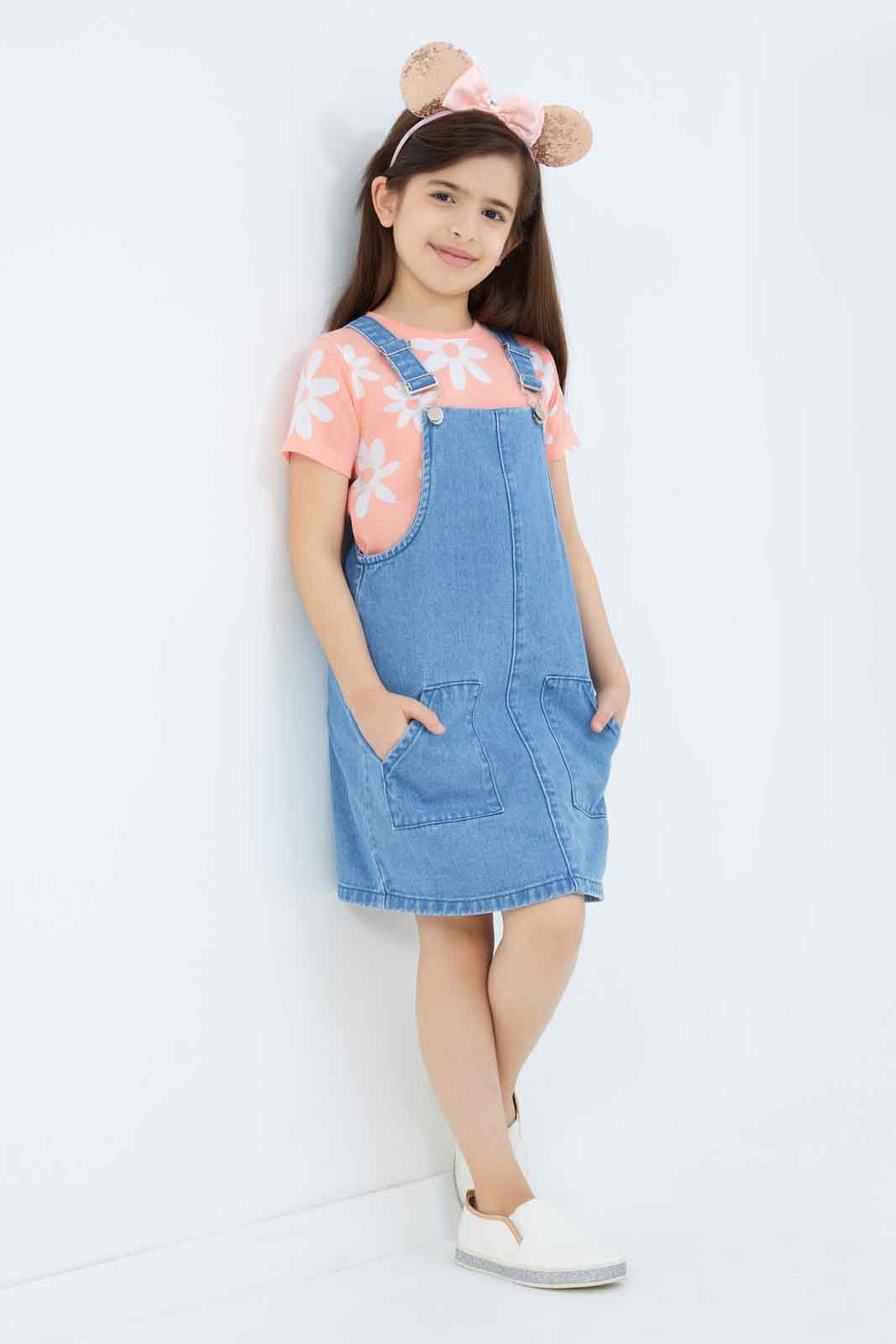 Redtag-Girls-Ls-Tee-And-Slip-Dress---Black-Swan-Category:Dresses,-Colour:Black,-Deals:New-In,-Dept:Girls,-Filter:Girls-(2-to-8-Yrs),-GIR-Dresses,-New-In-GIR-APL,-Non-Sale,-S23A,-Section:Girls-(0-to-14Yrs)-Girls-2 to 8 Years