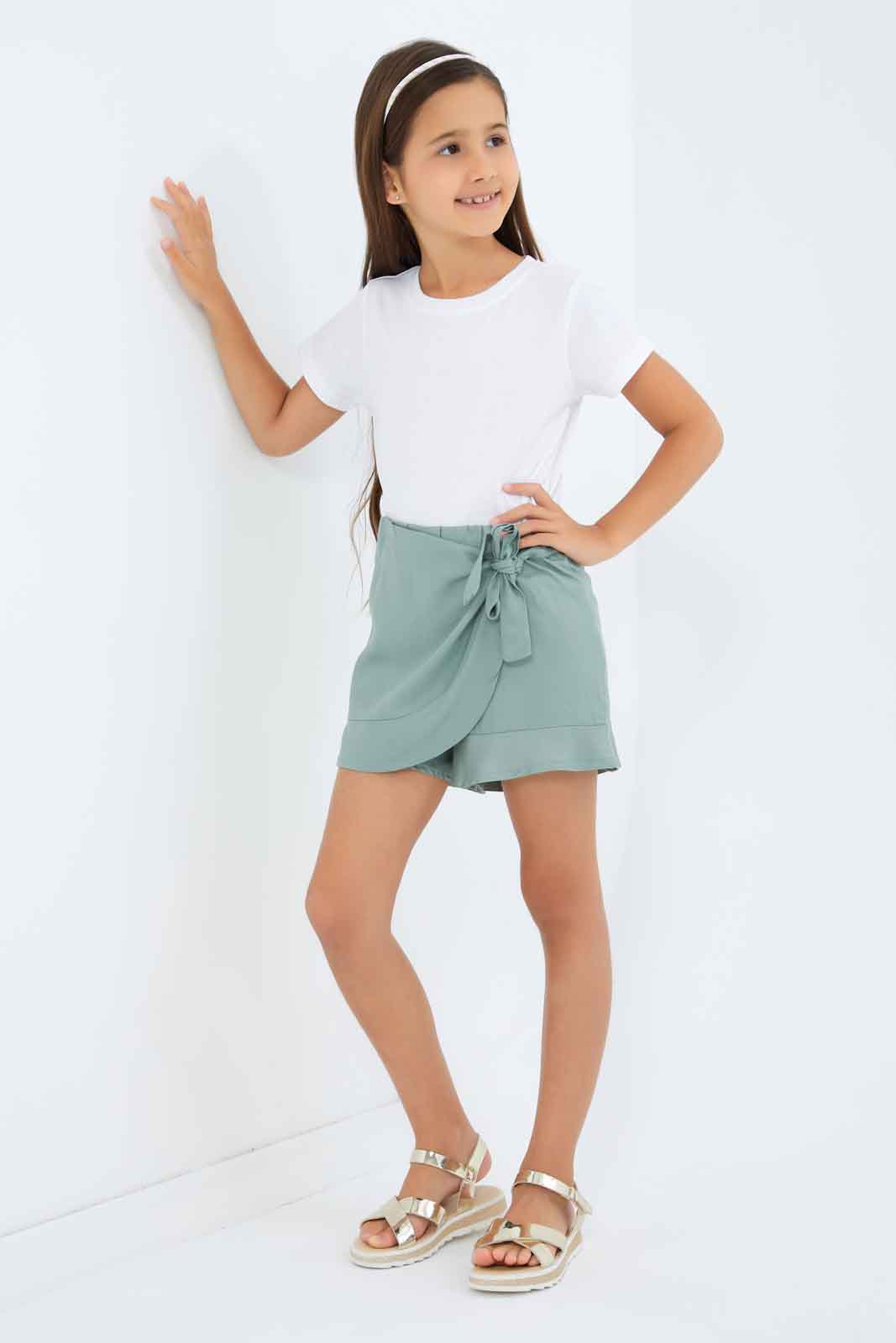 Redtag-Girls-Wrap-Skirt---Sage-Category:Skirts,-Colour:Green,-Deals:New-In,-Dept:Girls,-Filter:Girls-(2-to-8-Yrs),-GIR-Skirts,-New-In-GIR-APL,-Non-Sale,-S23A,-Section:Girls-(0-to-14Yrs)-Girls-2 to 8 Years