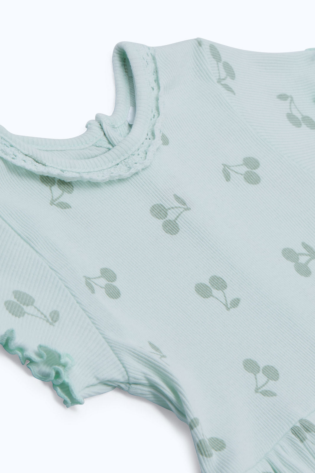 Redtag-Girls-Mint-Ribbed-Aop-Dress-With-Lace-Detailing-On-Neck-Category:Dresses,-Colour:Mint,-Deals:New-In,-Dept:Girls,-Filter:Infant-Girls-(3-to-24-Mths),-ING-Dresses,-New-In-ING-APL,-Non-Sale,-S23B,-Section:Girls-(0-to-14Yrs)-Infant-Girls-3 to 24 Months