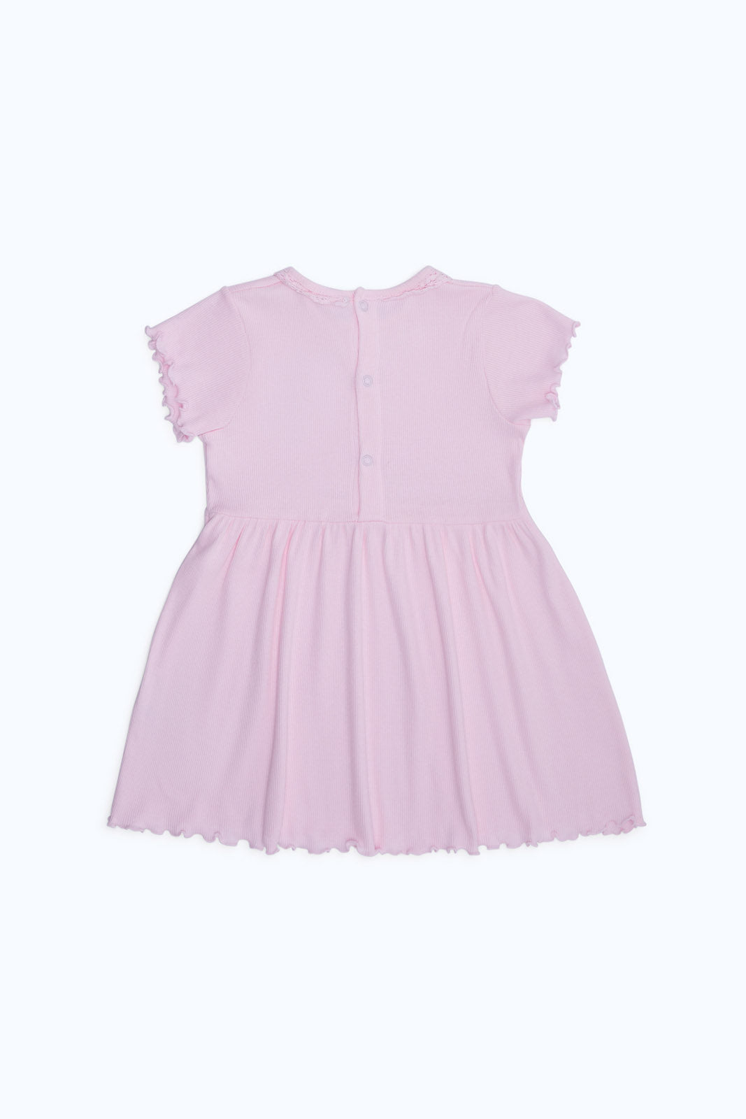 Redtag-Girls-Pink-Solid-Dress-With-Small-Embroidery-Category:Dresses,-Colour:Apricot,-Deals:New-In,-Dept:Girls,-Filter:Infant-Girls-(3-to-24-Mths),-ING-Dresses,-New-In-ING-APL,-Non-Sale,-S23B,-Section:Girls-(0-to-14Yrs)-Infant-Girls-3 to 24 Months