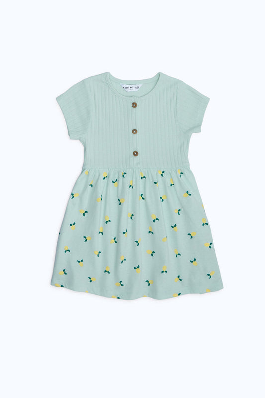 Redtag-Girls-Mint-Drop-Niddle-Placement-Print-Dress-With-Front-Buttons-Category:Dresses,-Colour:Mint,-Deals:New-In,-Dept:Girls,-Filter:Infant-Girls-(3-to-24-Mths),-ING-Dresses,-New-In-ING-APL,-Non-Sale,-S23B,-Section:Girls-(0-to-14Yrs)-Infant-Girls-3 to 24 Months