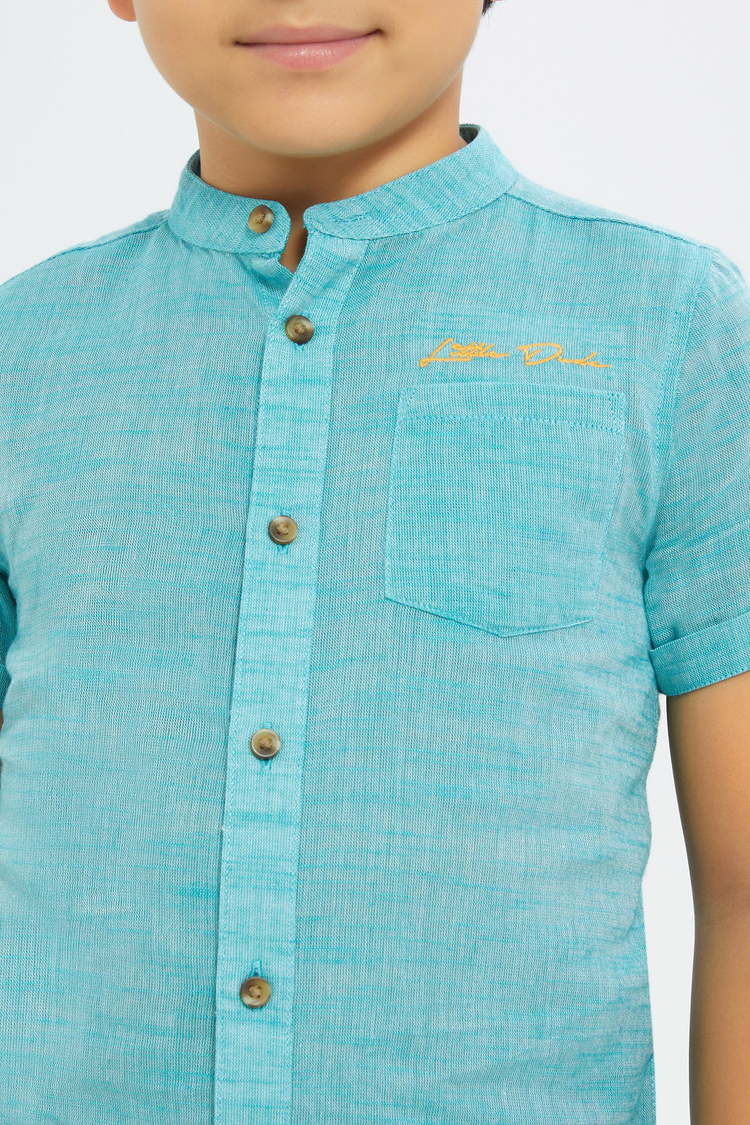 Redtag-Boys-Mint-Short-Sleeve-Mandarin-Collar-Shirt-BOY-Shirts,-Category:Shirts,-Colour:Mint,-Deals:New-In,-Dept:Boys,-Filter:Boys-(2-to-8-Yrs),-H1:KWR,-H2:BOY,-H3:SHI,-H4:CSH,-New-In-BOY-APL,-Non-Sale,-RMD,-S23B,-Season:S23D,-Section:Boys-(0-to-14Yrs)-Boys-2 to 8 Years