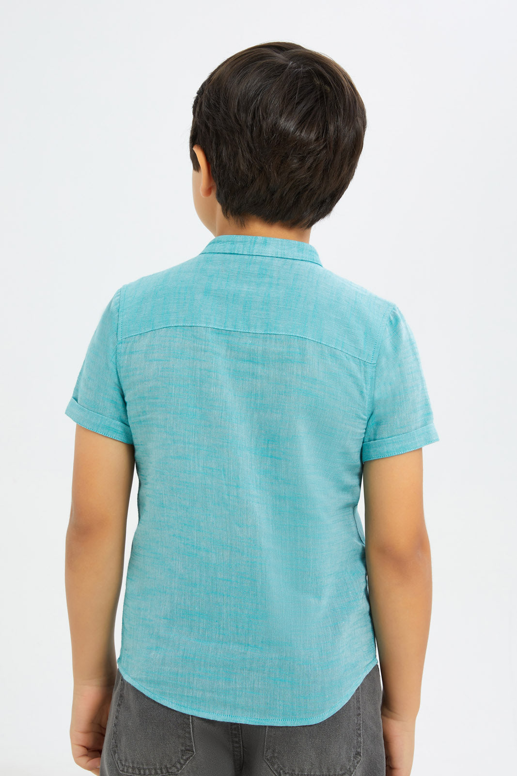 Redtag-Boys-Mint-Short-Sleeve-Mandarin-Collar-Shirt-BOY-Shirts,-Category:Shirts,-Colour:Mint,-Deals:New-In,-Dept:Boys,-Filter:Boys-(2-to-8-Yrs),-H1:KWR,-H2:BOY,-H3:SHI,-H4:CSH,-New-In-BOY-APL,-Non-Sale,-RMD,-S23B,-Season:S23D,-Section:Boys-(0-to-14Yrs)-Boys-2 to 8 Years