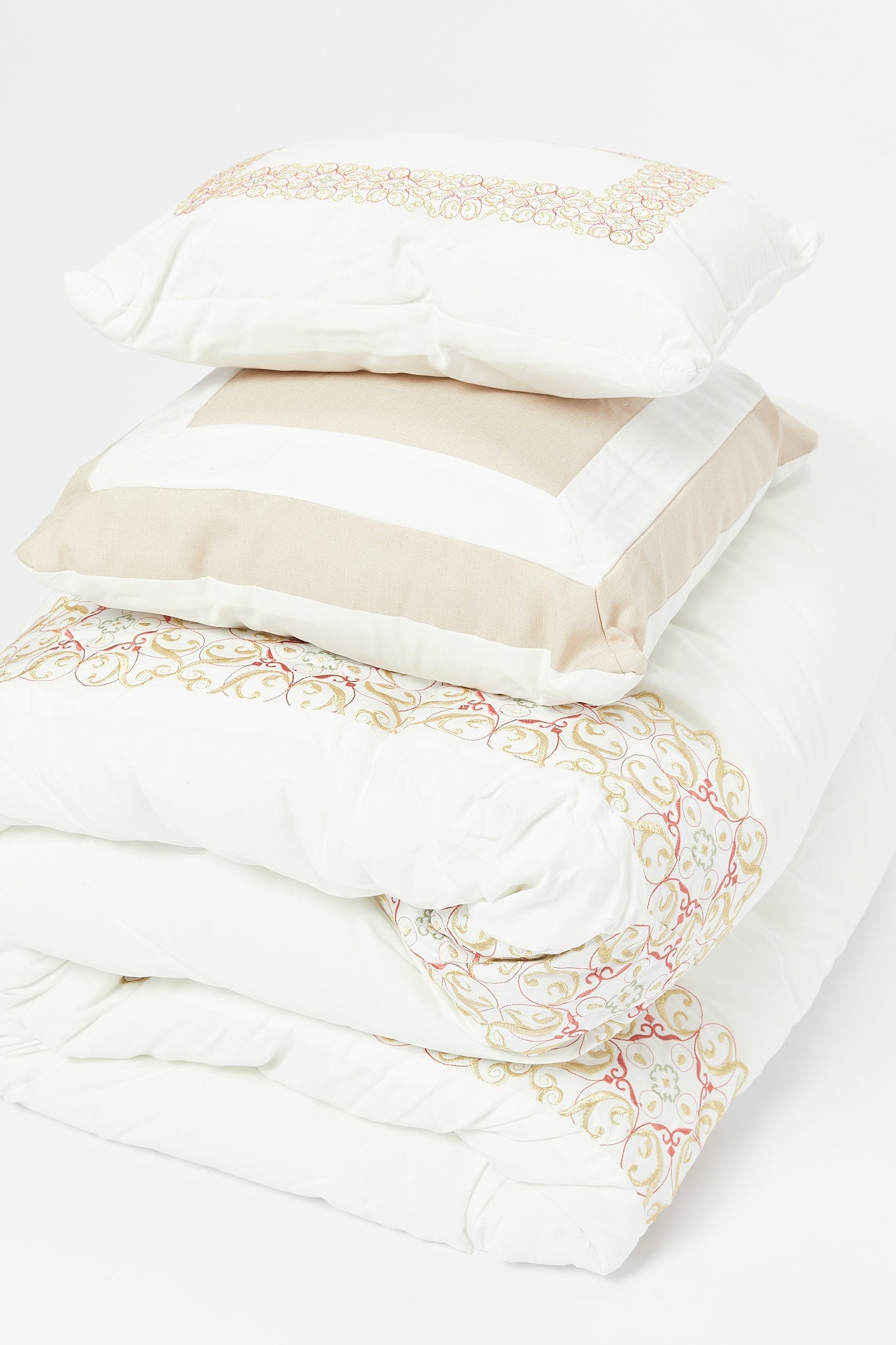 Redtag-Ivory-7-Pcs-Embroidery-Comforter-Set-(King-Size)-Category:Comforters,-Colour:Ivory,-Deals:New-In,-Dept:Home,-Filter:Home-Bedroom,-HMW-BED-Comforters,-New-In-HMW-BED,-Non-Sale,-S23B,-Section:Homewares-Home-Bedroom-