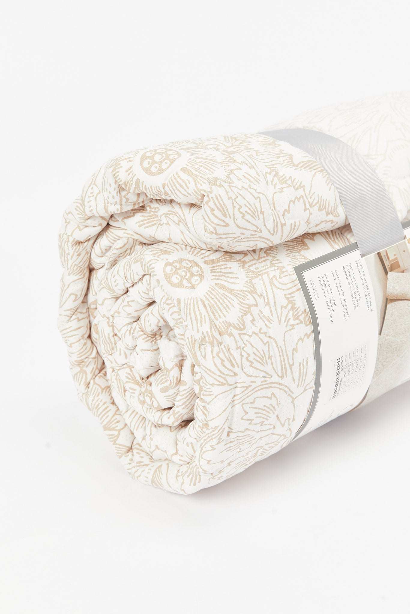 Redtag-Beige-2-Piece-Floral-Printed-Quilt-Set-(Single-Size)-Category:Quilts,-Colour:Beige,-Deals:New-In,-Dept:Home,-Filter:Home-Bedroom,-HMW-BED-Quilts,-New-In-HMW-BED,-Non-Sale,-S23B,-Section:Homewares-Home-Bedroom-