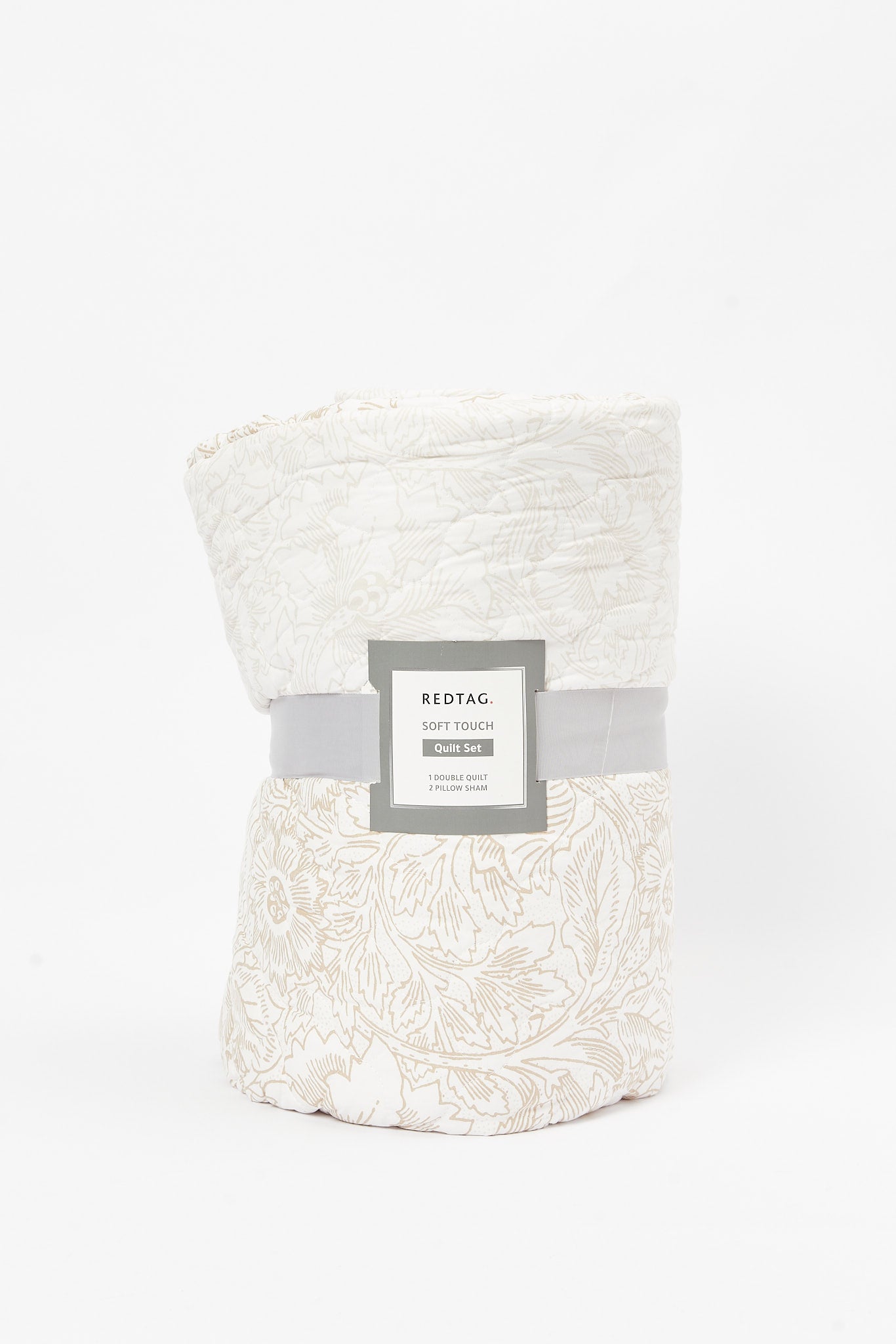Redtag-Beige-3-Piece-Floral-Printed-Quilt-Set-(Double-Size)-Category:Quilts,-Colour:Beige,-Deals:New-In,-Dept:Home,-Filter:Home-Bedroom,-HMW-BED-Quilts,-New-In-HMW-BED,-Non-Sale,-S23B,-Section:Homewares-Home-Bedroom-