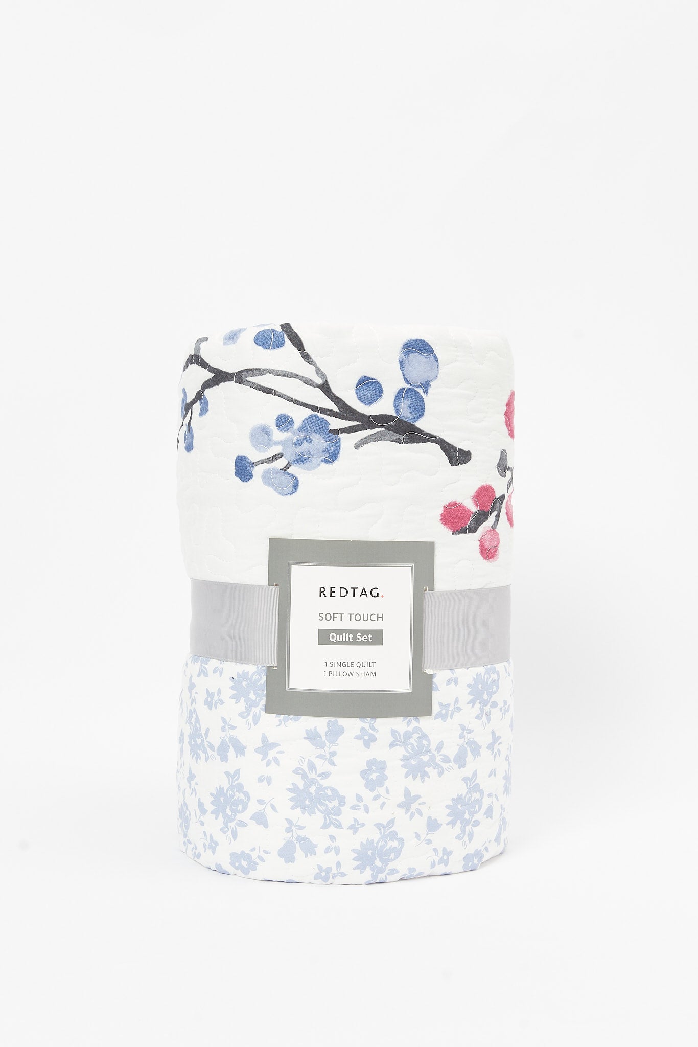 Redtag-Teal-2-Piece-Floral-Waves-Printed-Quilt-Set-(Single-Size)-Category:Quilts,-Colour:Multicolour,-Deals:New-In,-Dept:Home,-Filter:Home-Bedroom,-HMW-BED-Quilts,-New-In-HMW-BED,-Non-Sale,-S23B,-Section:Homewares-Home-Bedroom-