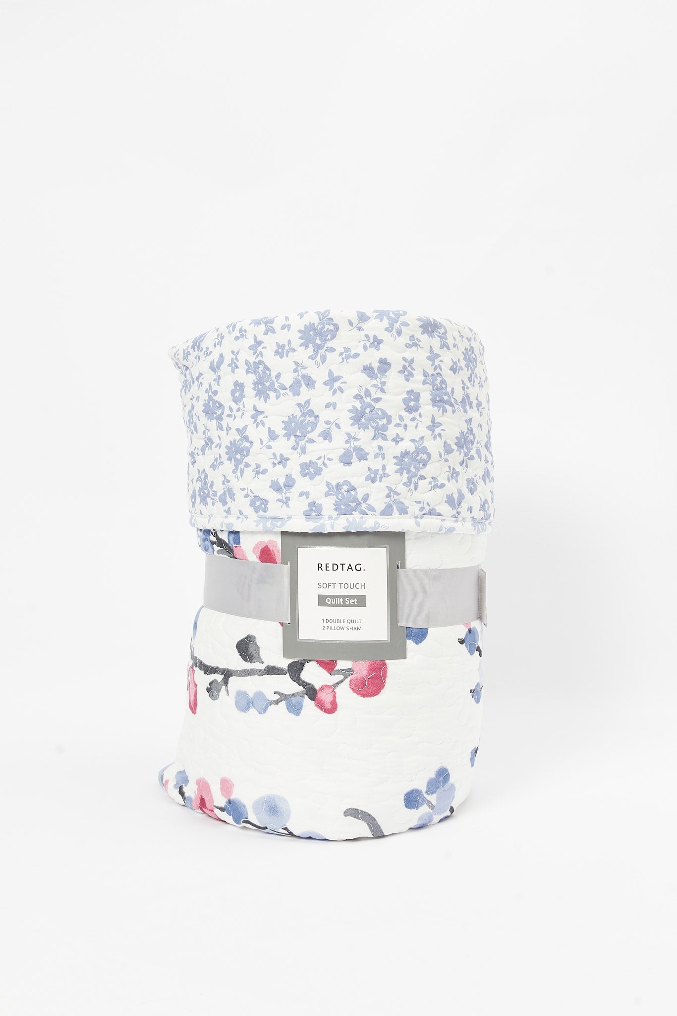 Redtag-Teal-3-Piece-Floral-Waves-Printed-Quilt-Set-(Double-Size)-Category:Quilts,-Colour:Multicolour,-Deals:New-In,-Dept:Home,-Filter:Home-Bedroom,-HMW-BED-Quilts,-New-In-HMW-BED,-Non-Sale,-S23B,-Section:Homewares-Home-Bedroom-